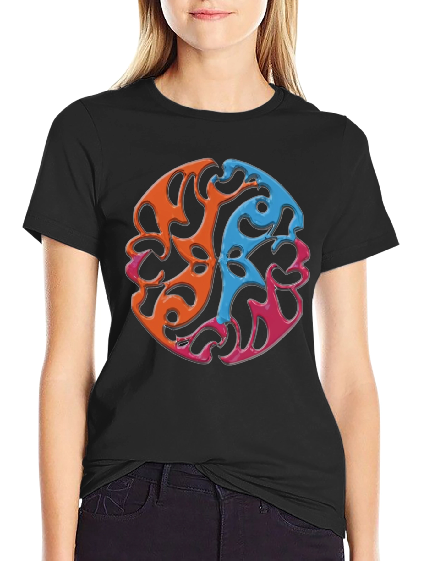 Abstract Swirl Graphic Tee - Casual Comfort