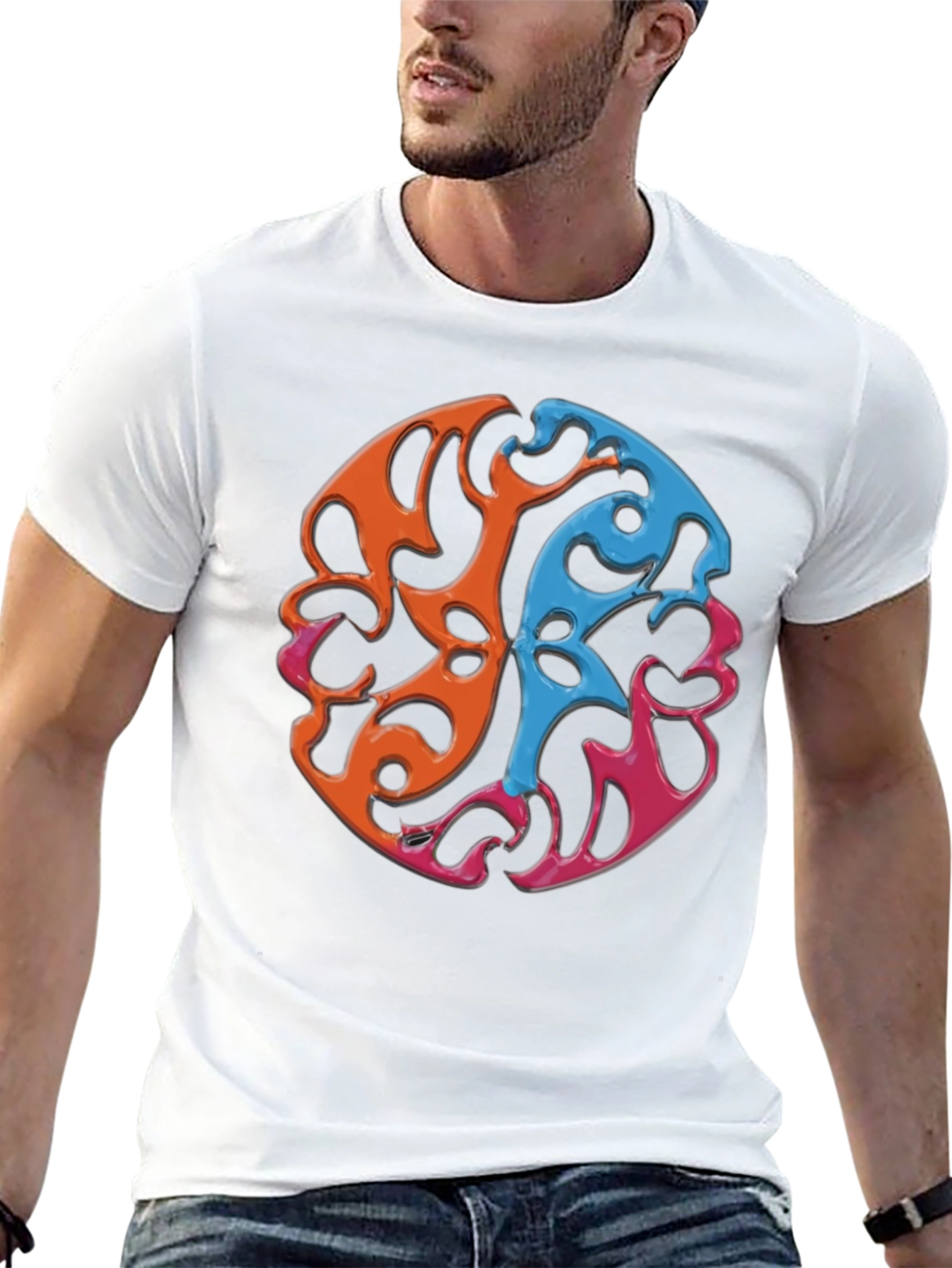 Abstract Swirl Graphic Tee - Casual Comfort