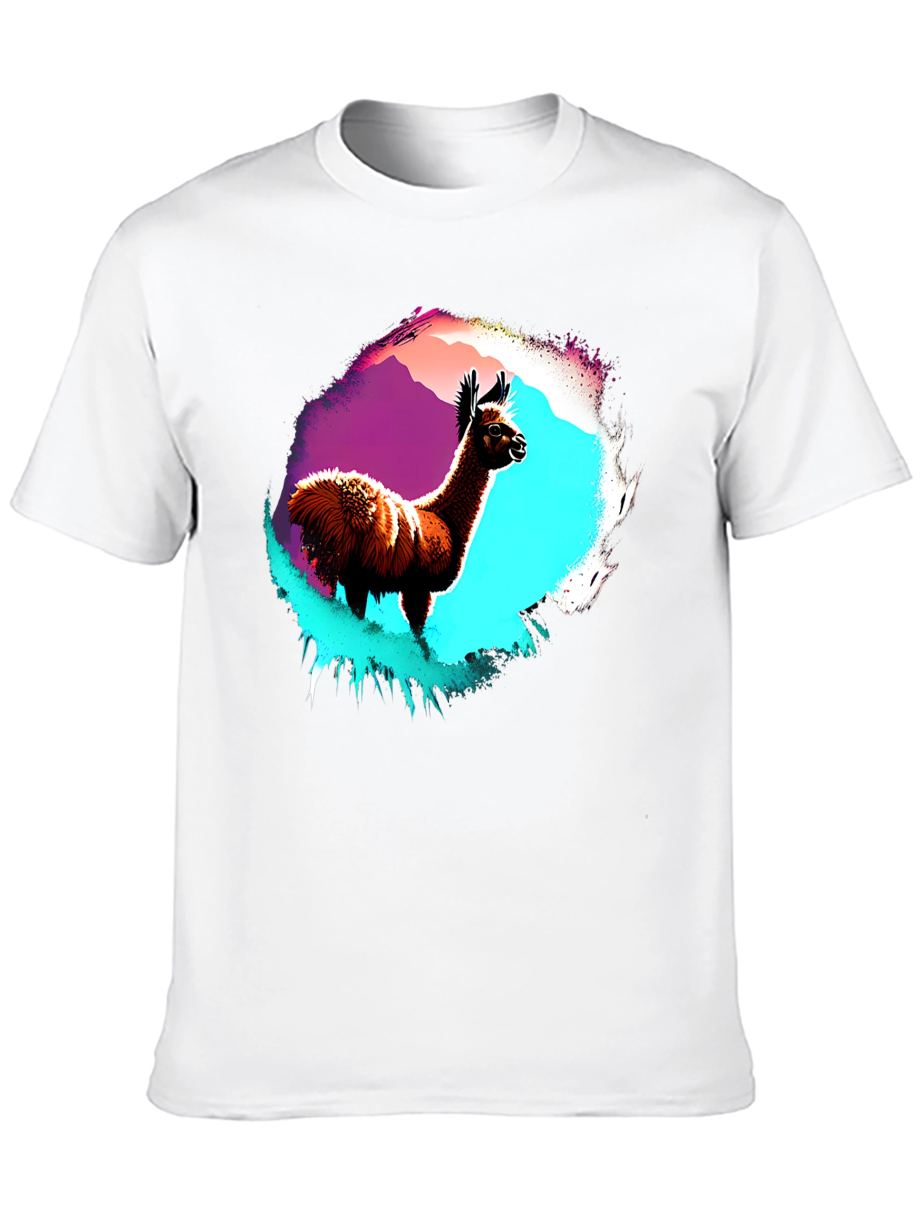 Llama Graphic T-Shirt - Mens Black Crew Neck Tee