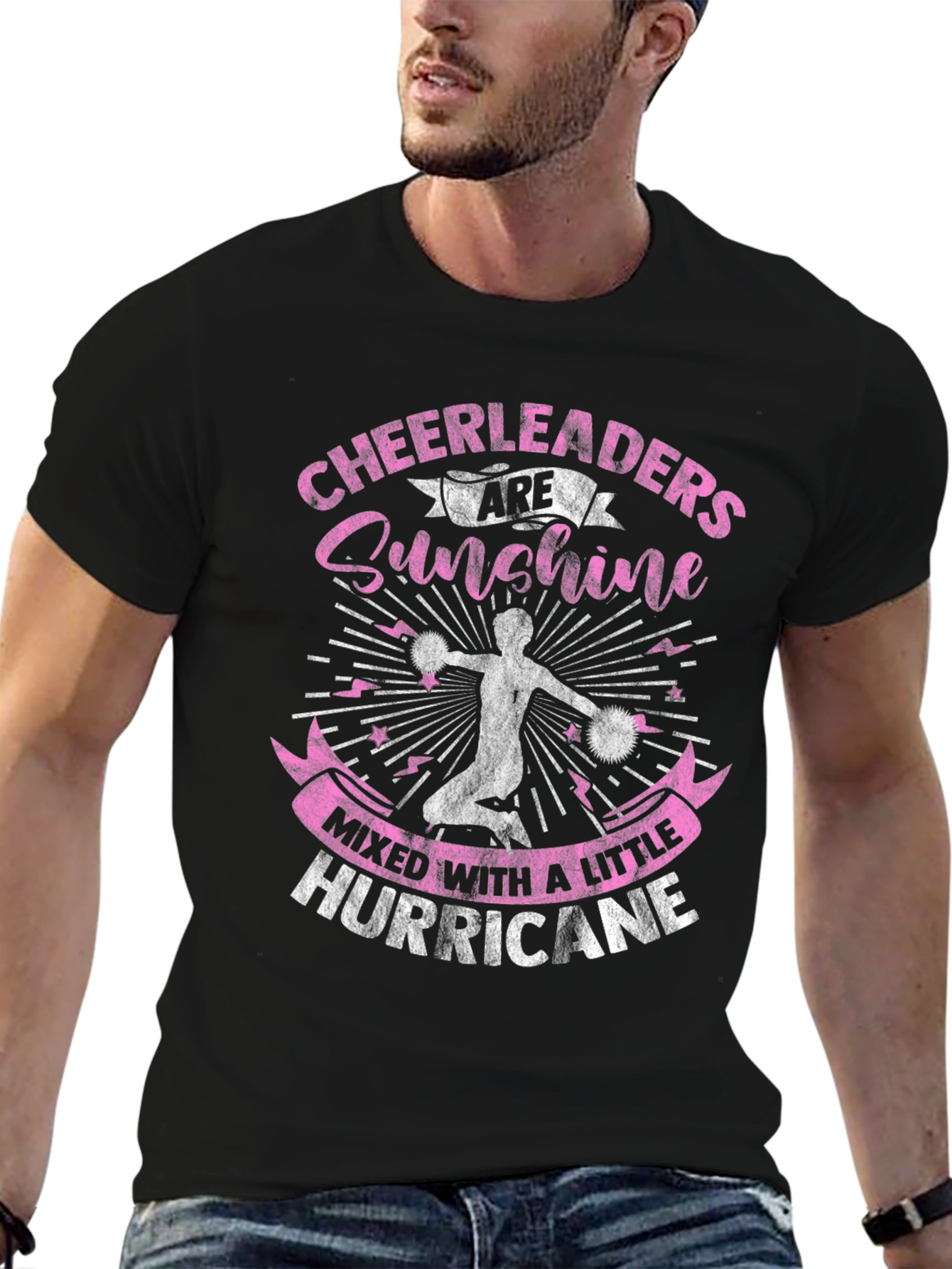 Cheerleader Sunshine Hurricane Black Graphic Tee