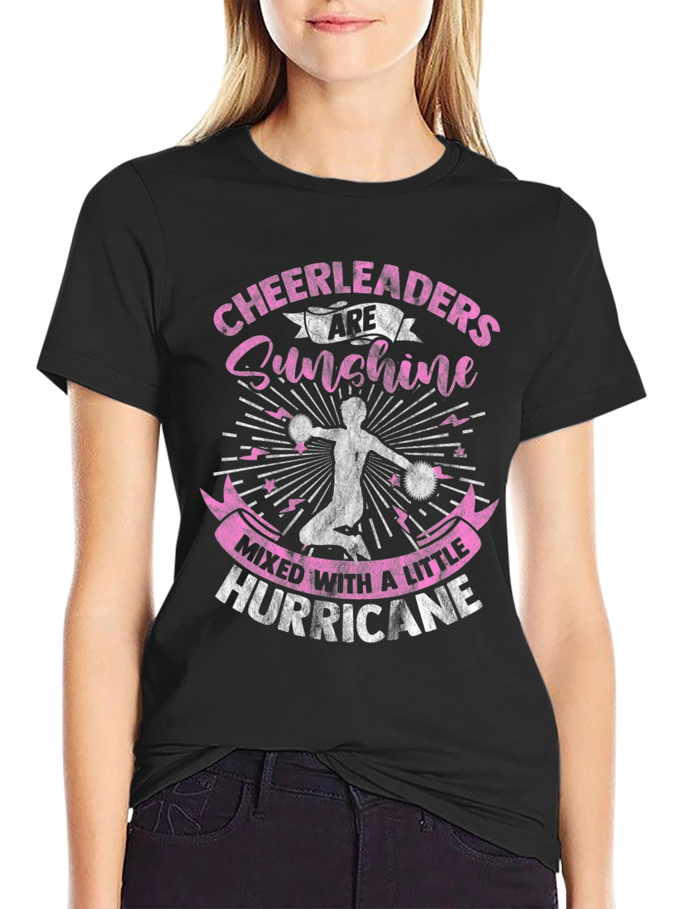 Cheerleader Sunshine Hurricane Black Graphic Tee