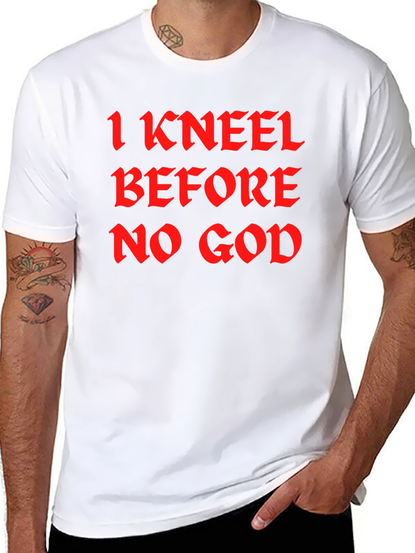 I Kneel Before No God Black T-Shirt