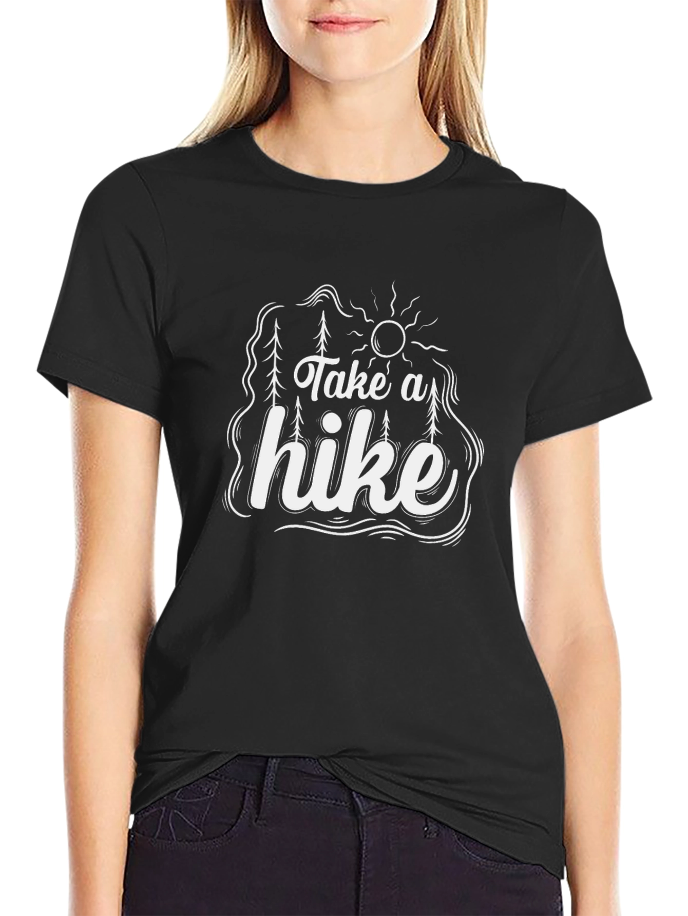 Take a Hike Graphic Tee - Black Cotton T-Shirt