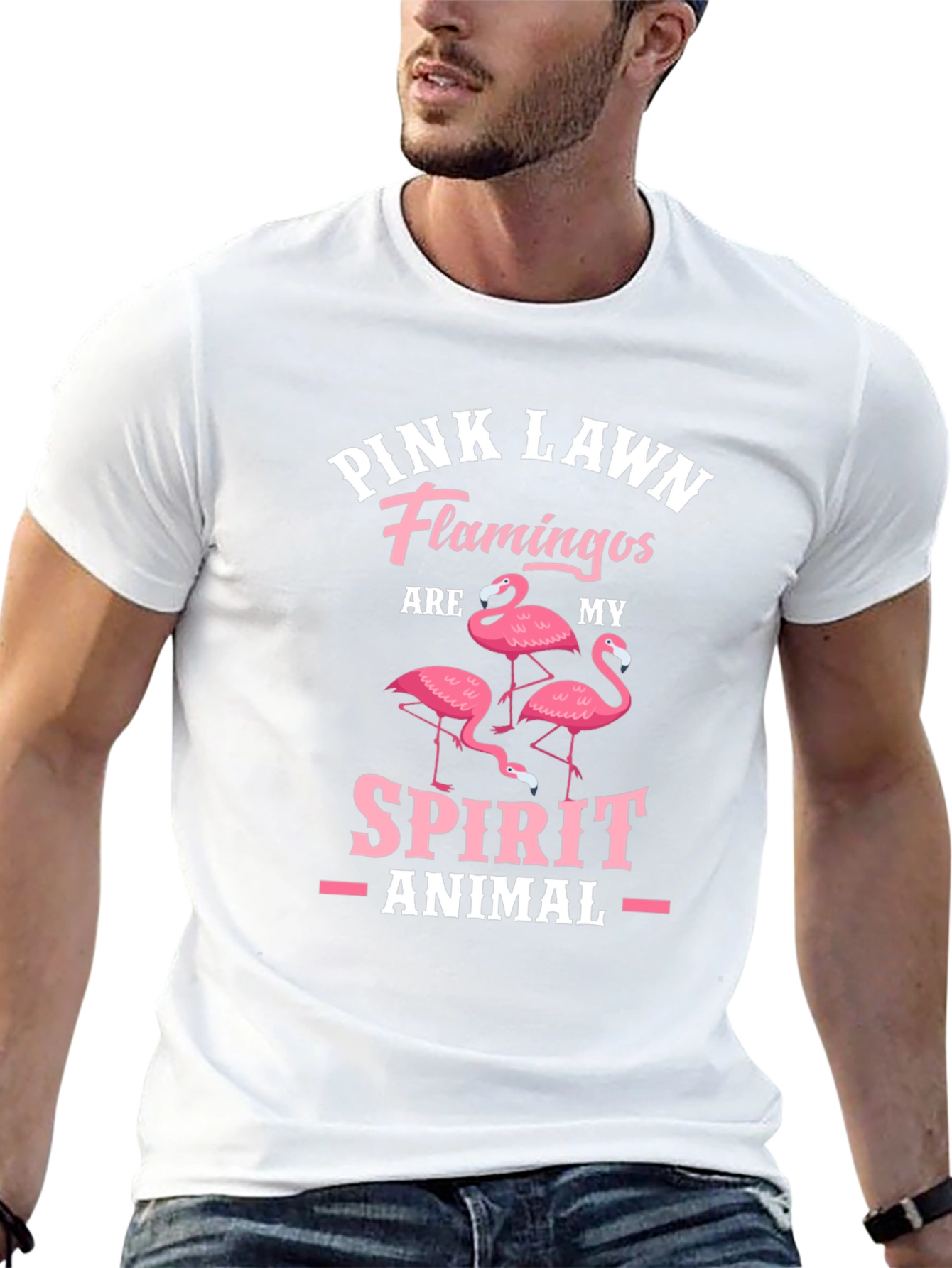 Pink Lawn Flamingos Spirit Animal Black T-Shirt