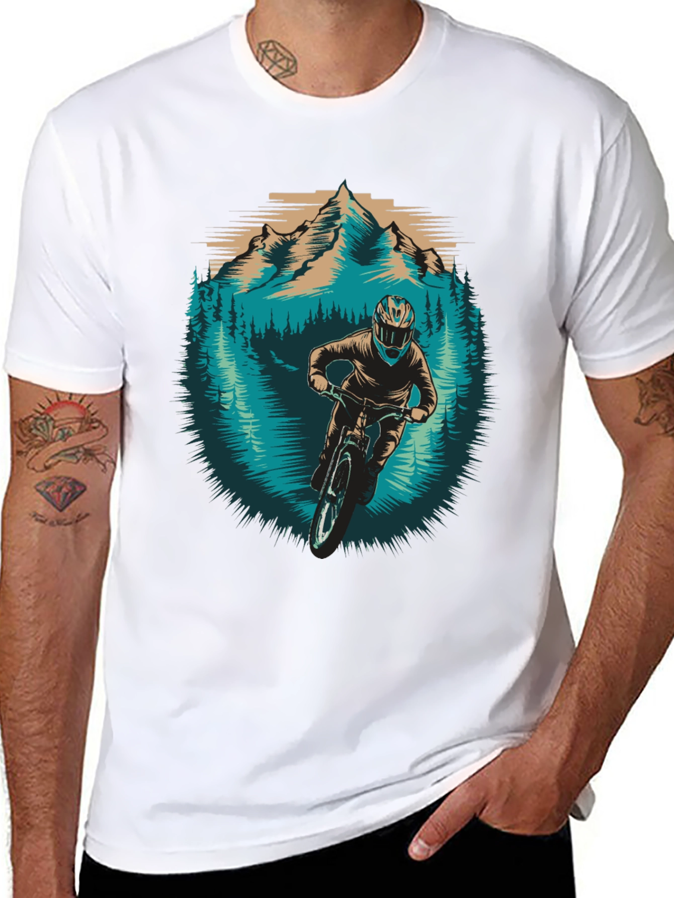 Mountain Biker Graphic Tee - Nature Adventure Shirt