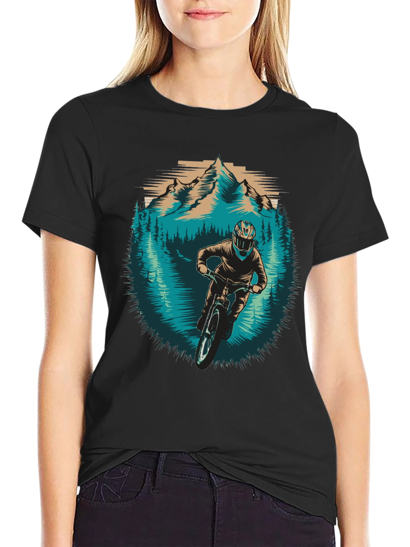 Mountain Biker Graphic Tee - Nature Adventure Shirt