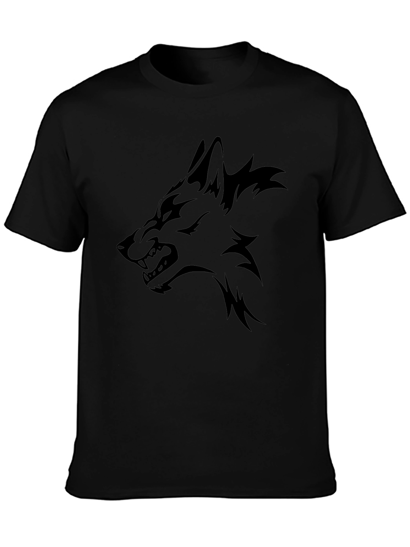 Mens Black T-Shirt - Wolf Graphic Tee