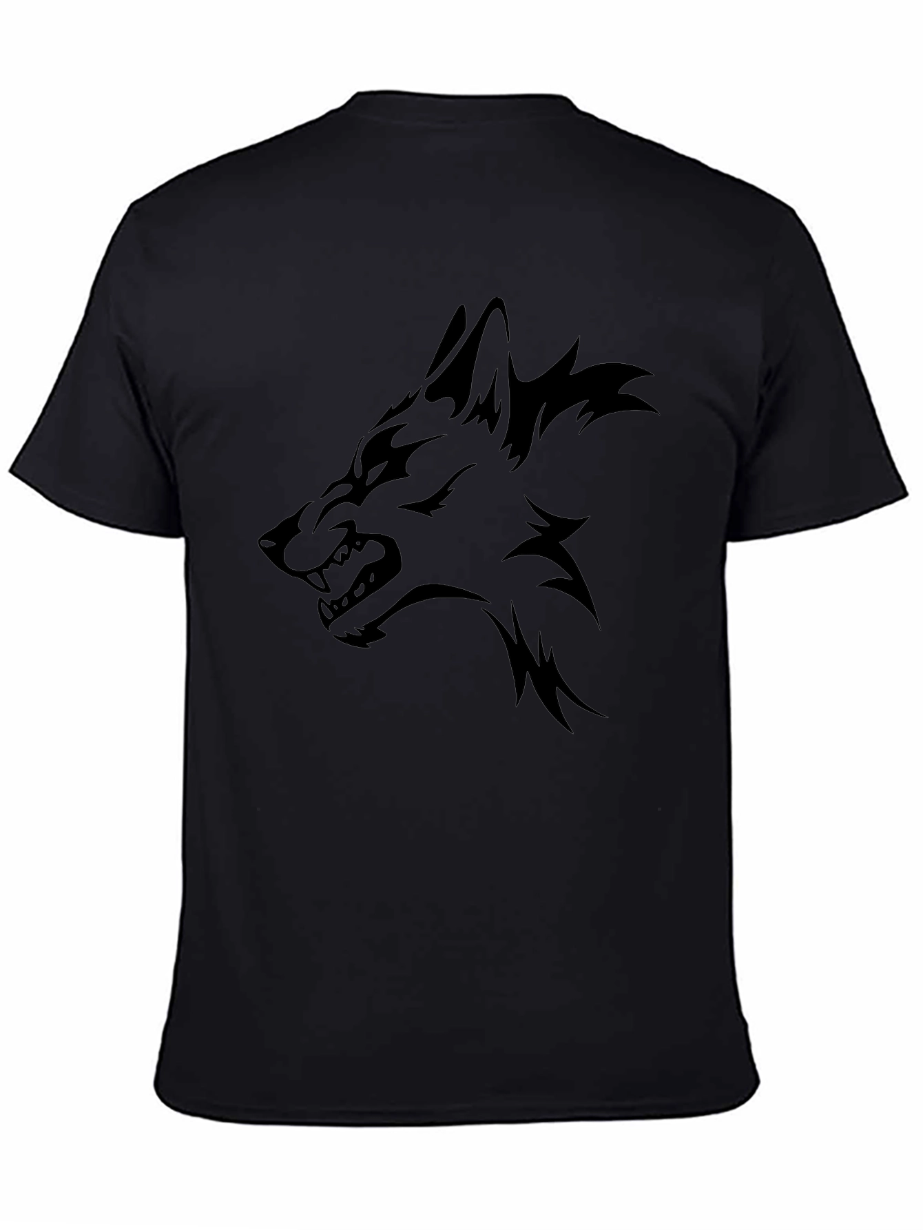 Mens Black T-Shirt - Wolf Graphic Tee