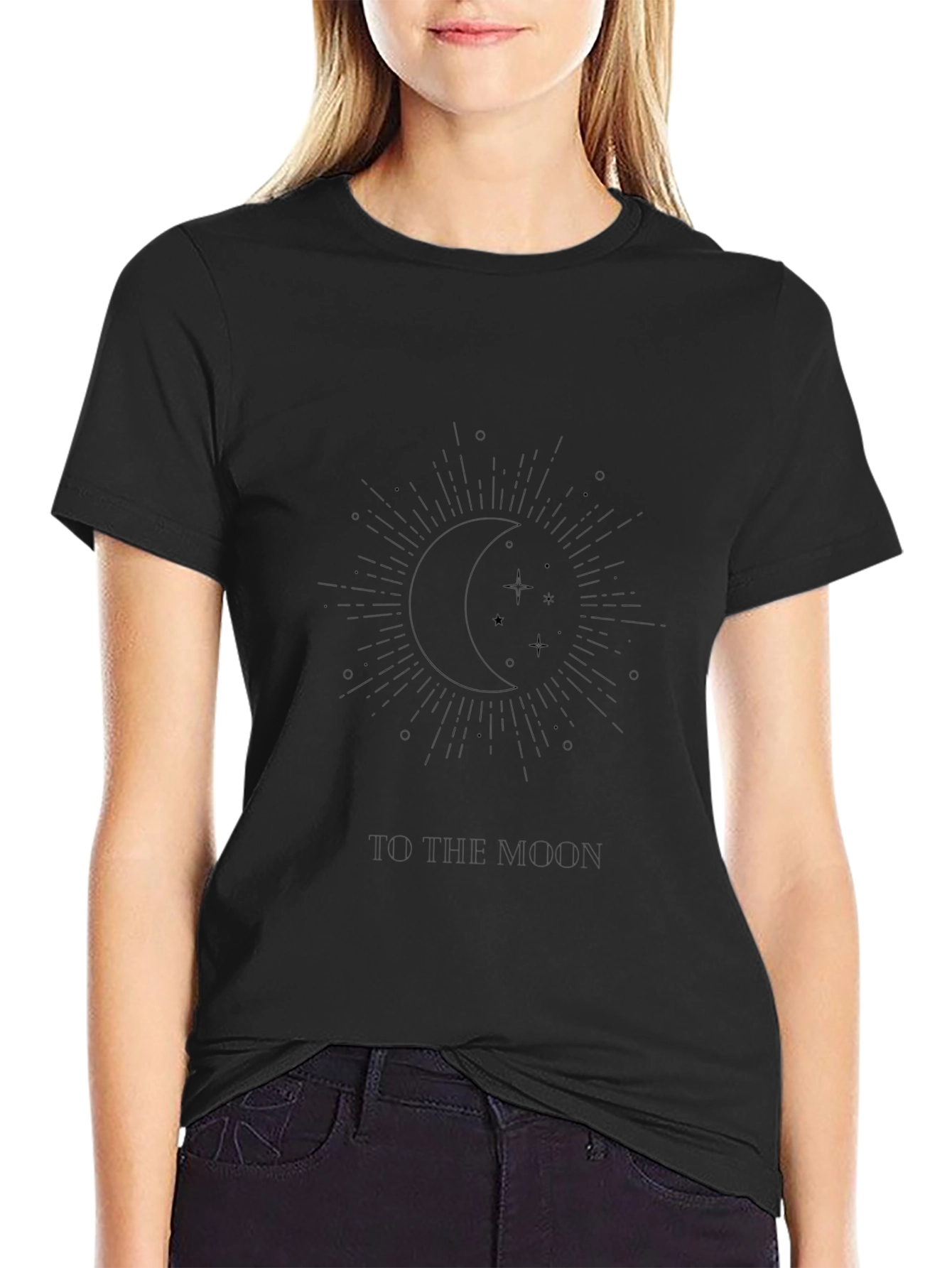 Celestial Moon & Stars Black Graphic Tee