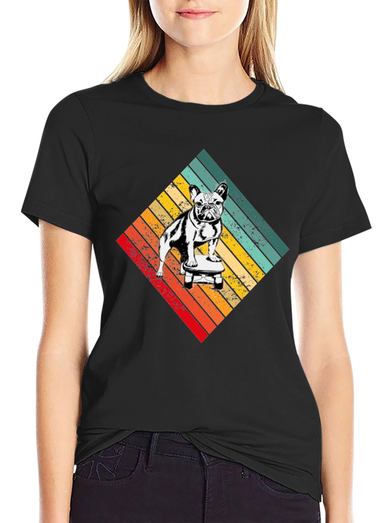 Retro Dog on Skateboard Graphic T-Shirt