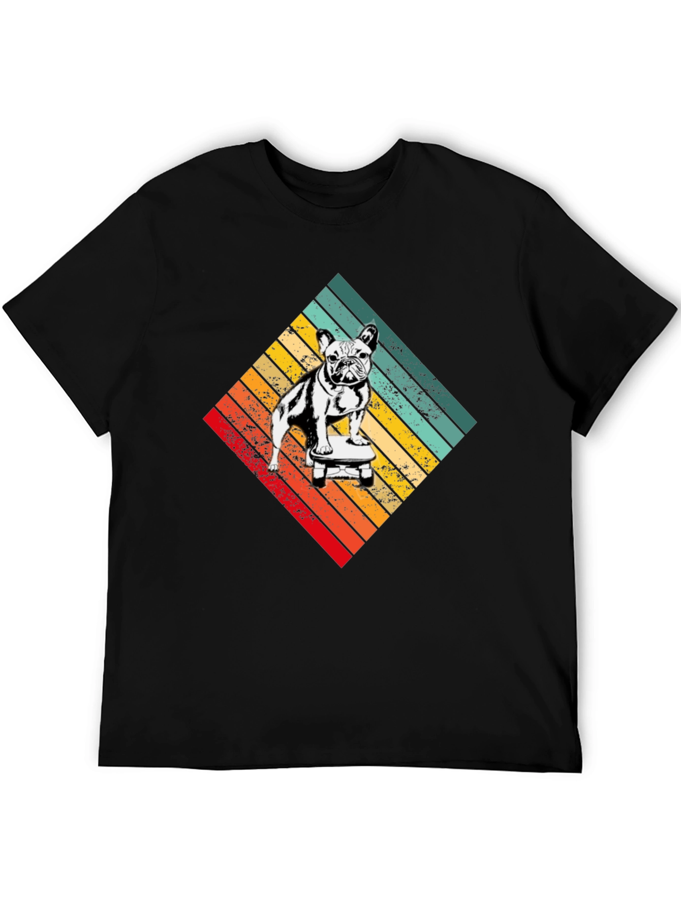 Retro Dog on Skateboard Graphic T-Shirt