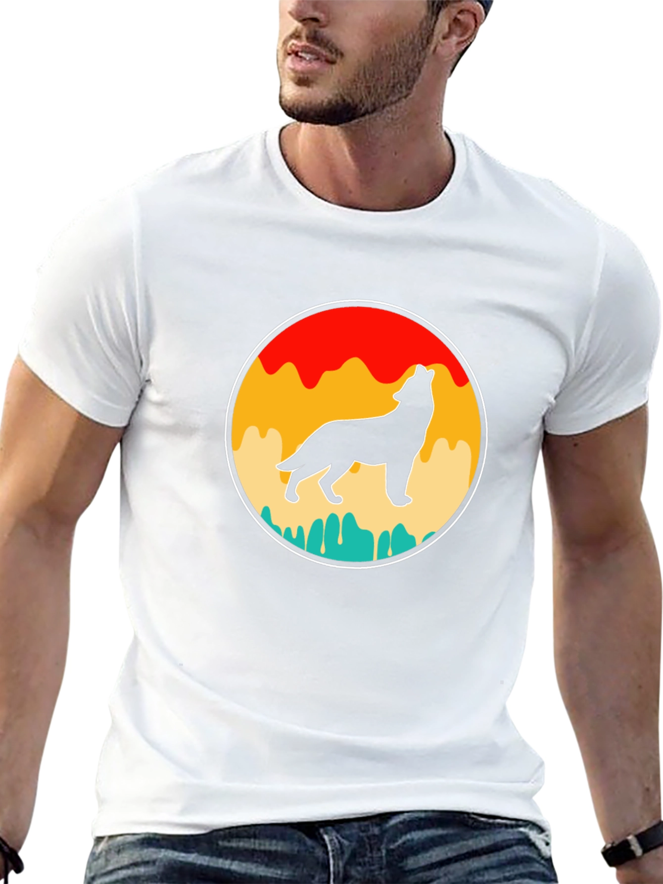 Retro Wolf Silhouette Graphic Tee