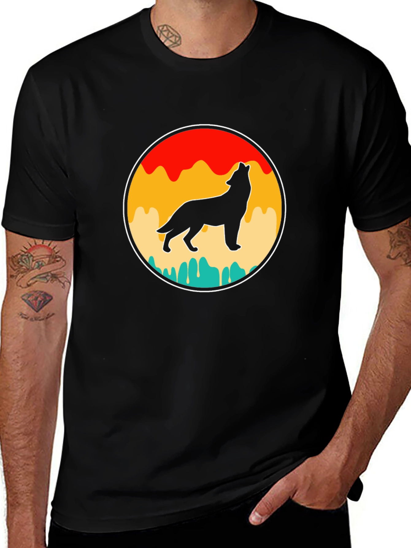 Retro Wolf Silhouette Graphic Tee