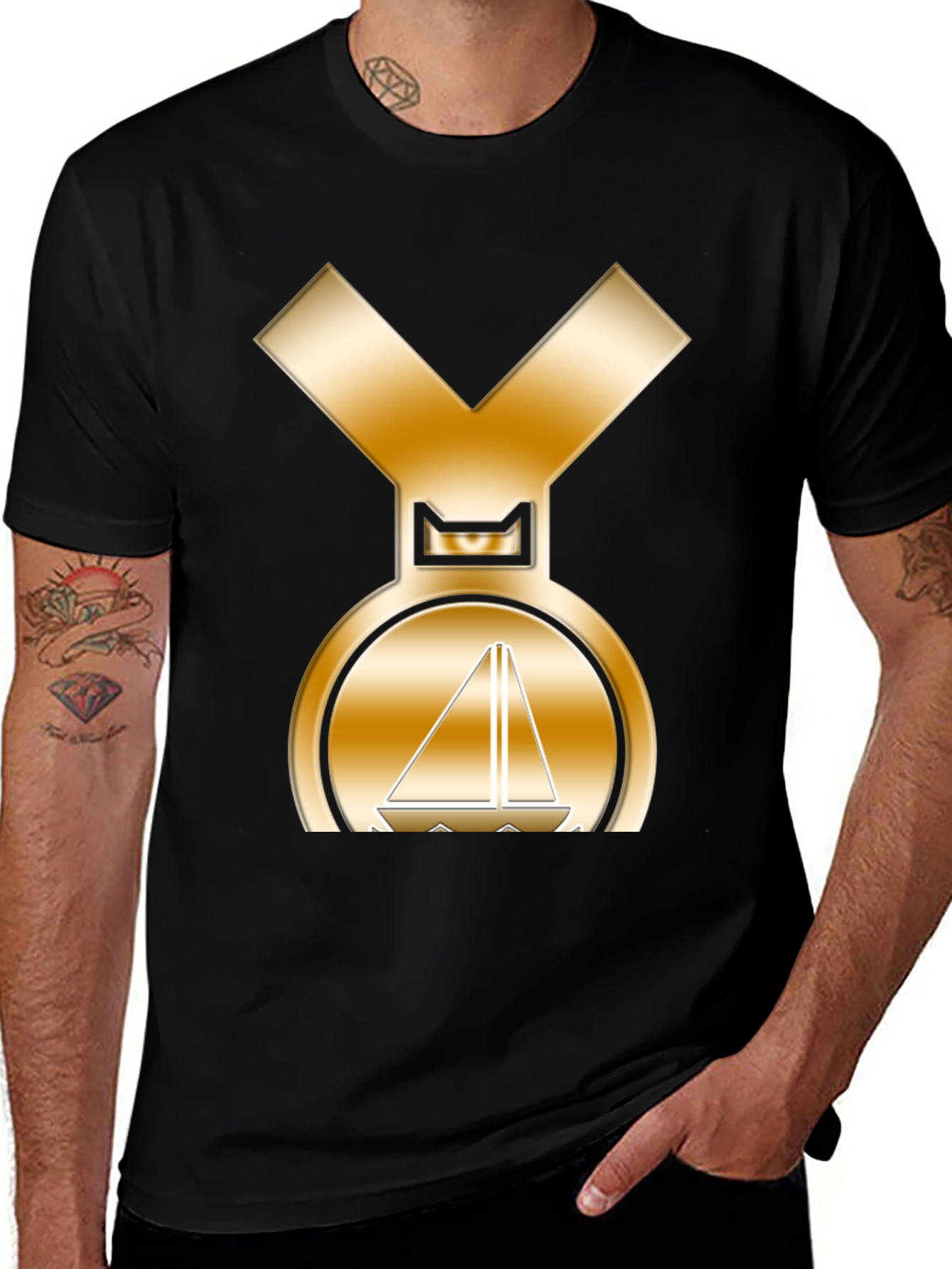 Golden Sailboat Medal T-Shirt