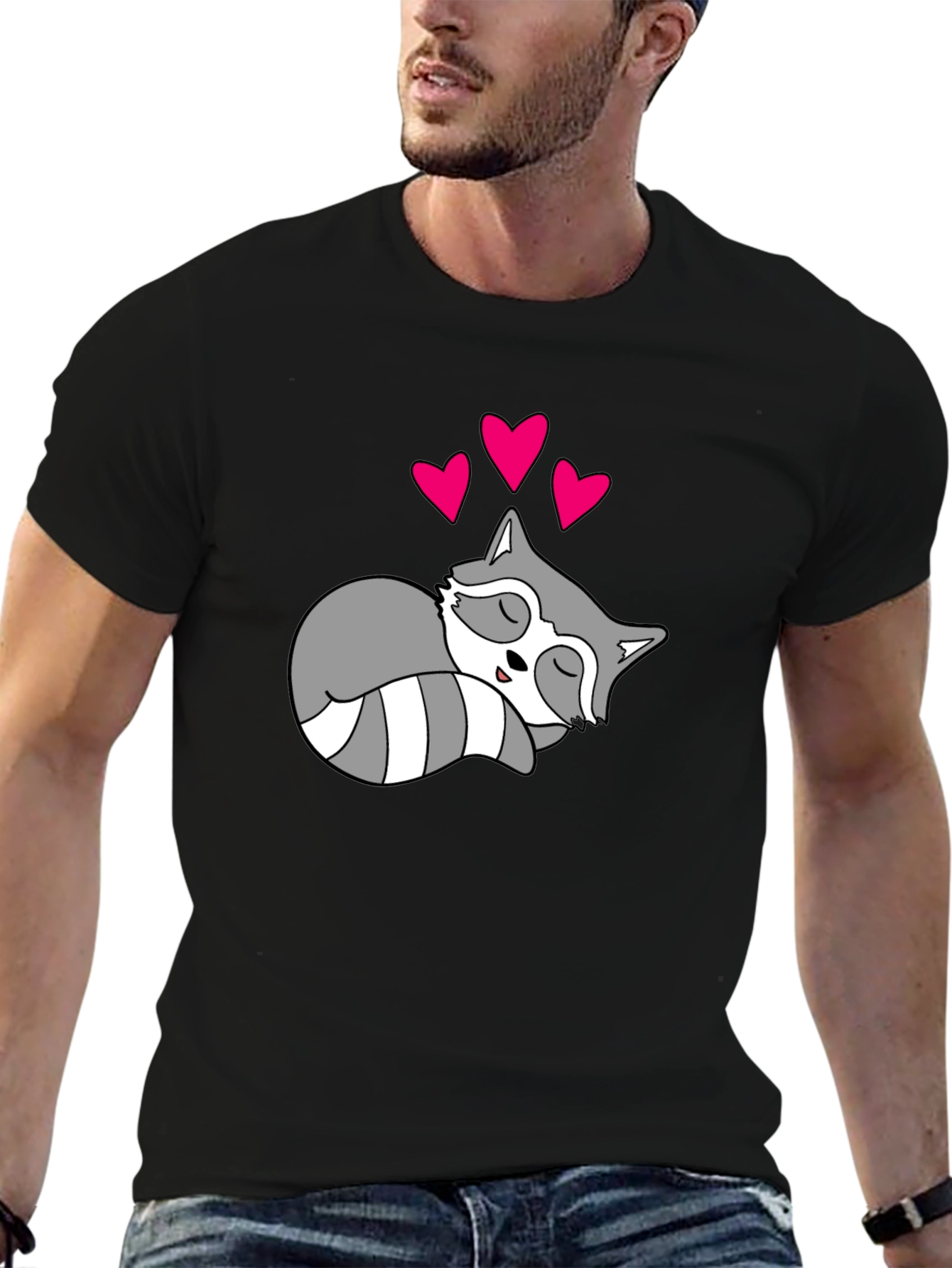 Sleeping Raccoon Graphic Tee - Cute Love Animal Shirt