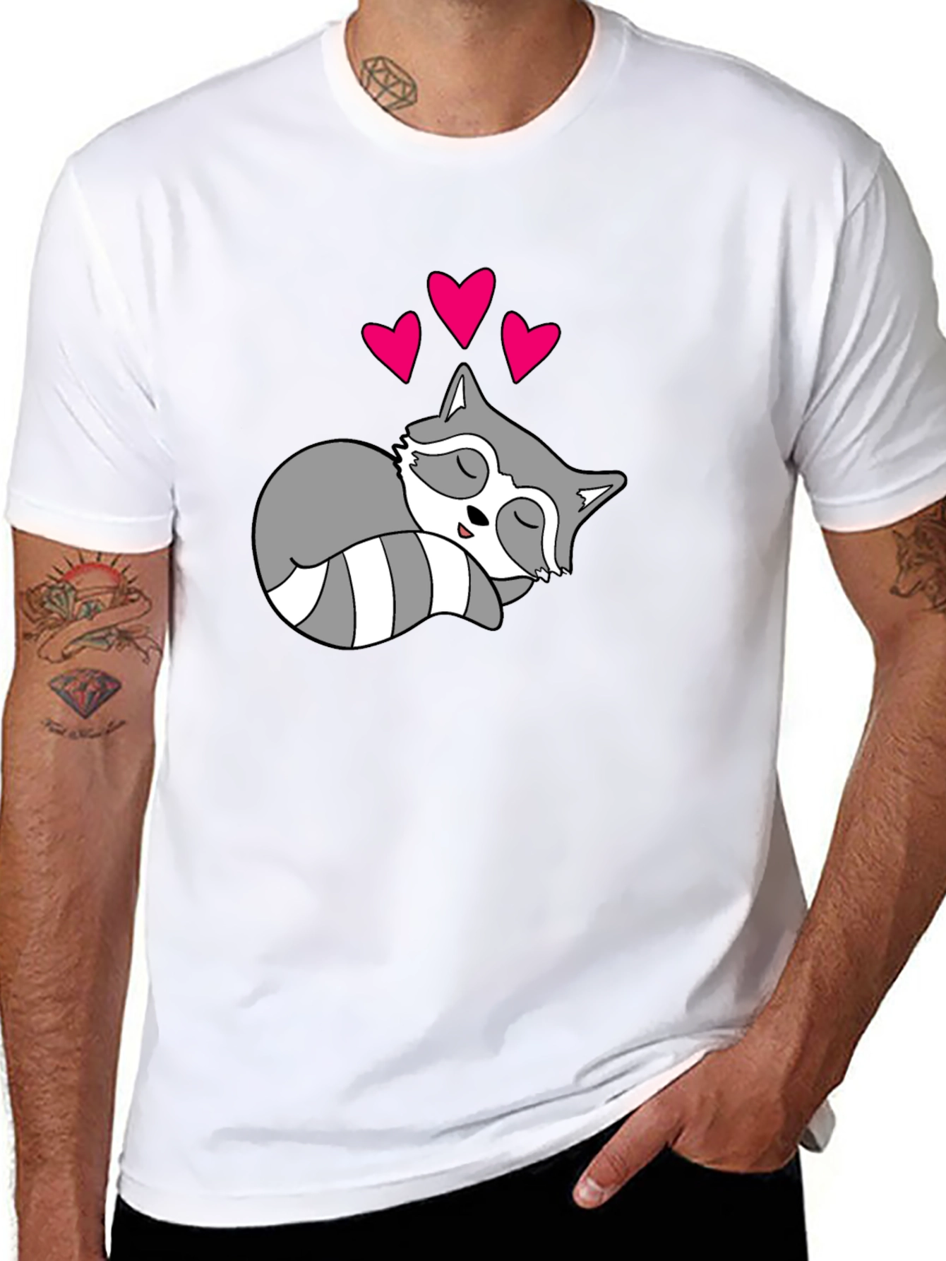 Sleeping Raccoon Graphic Tee - Cute Love Animal Shirt
