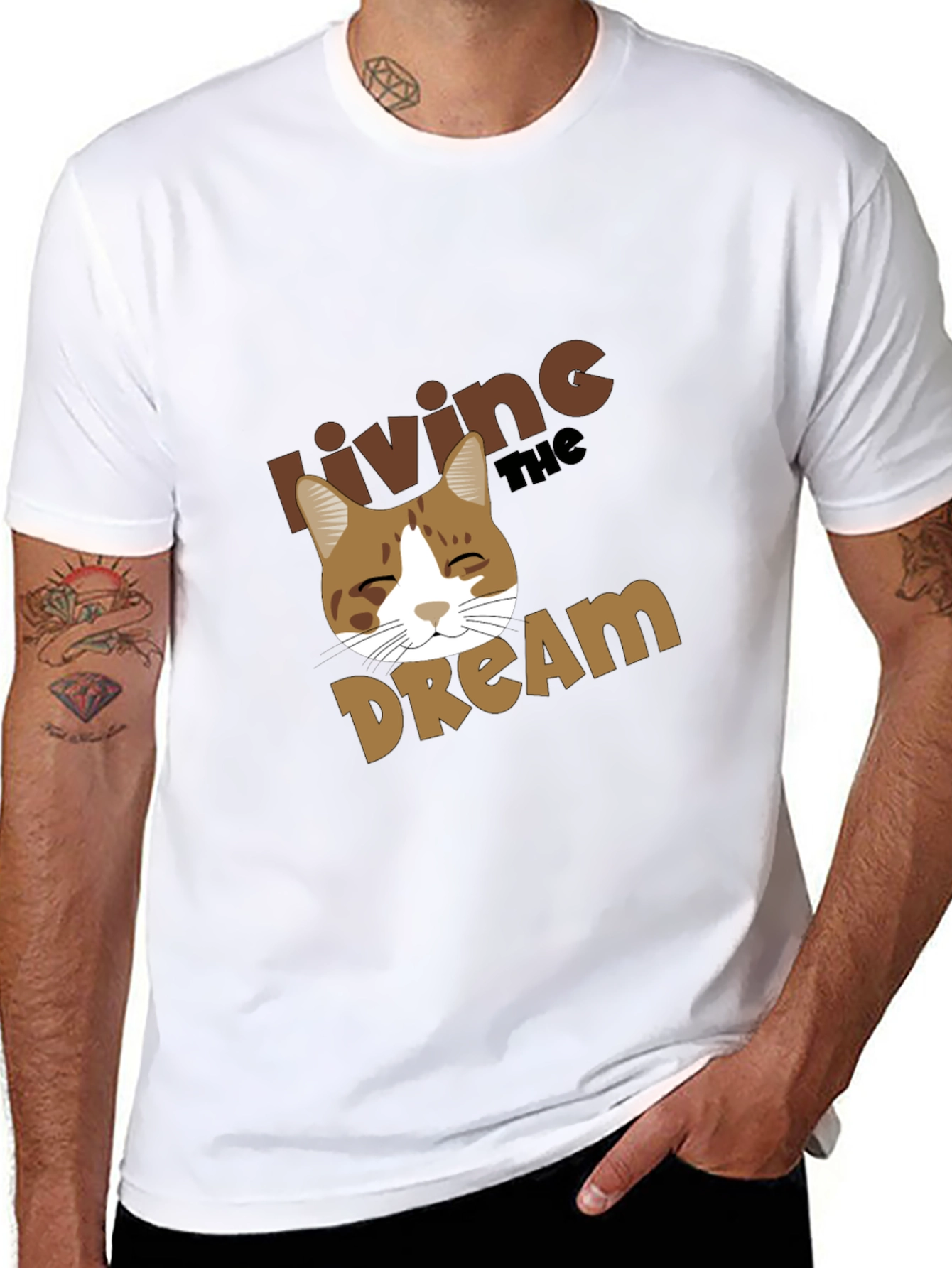 Living the Dream Cat Graphic T-Shirt