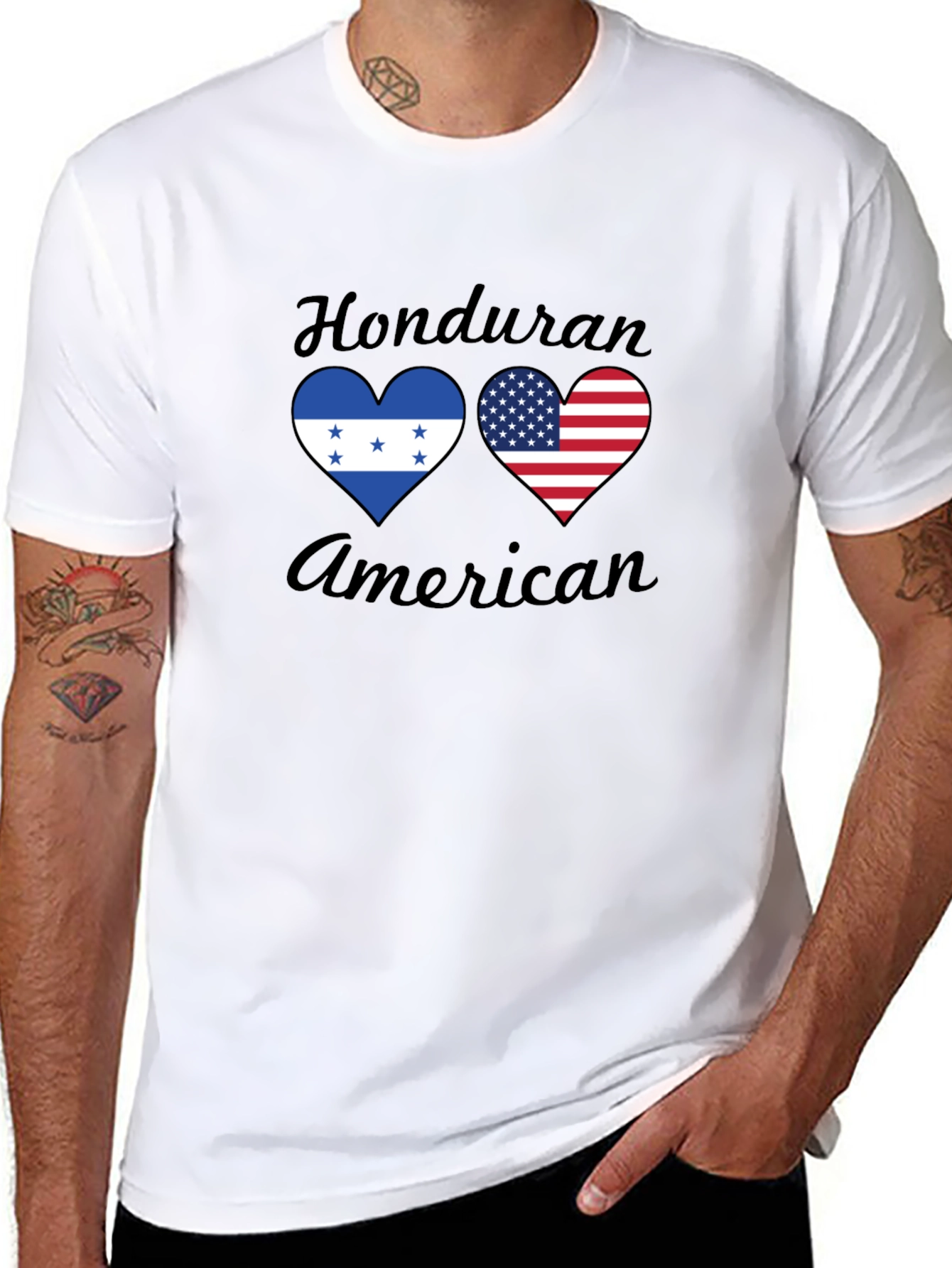 Honduran American Flag Heart Graphic T-Shirt