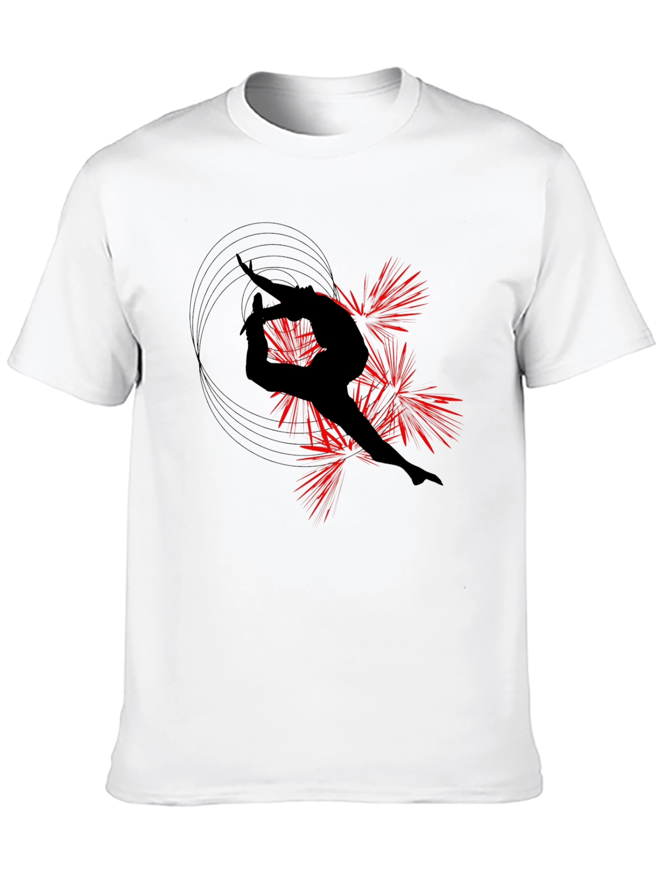 Gymnast Silhouette Graphic Tee - Black Cotton T-Shirt