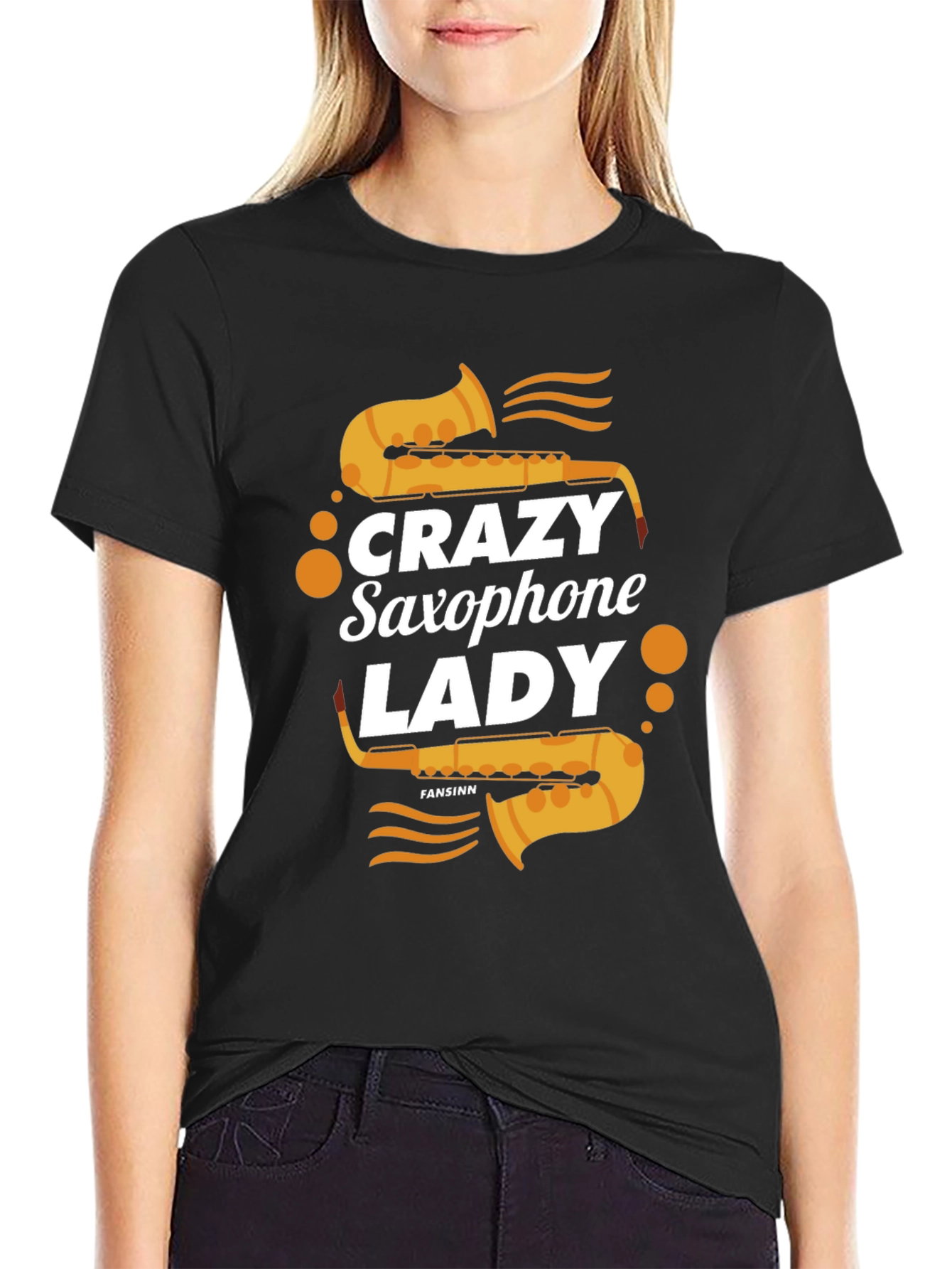Crazy Saxophone Lady T-Shirt - Music Lover Tee