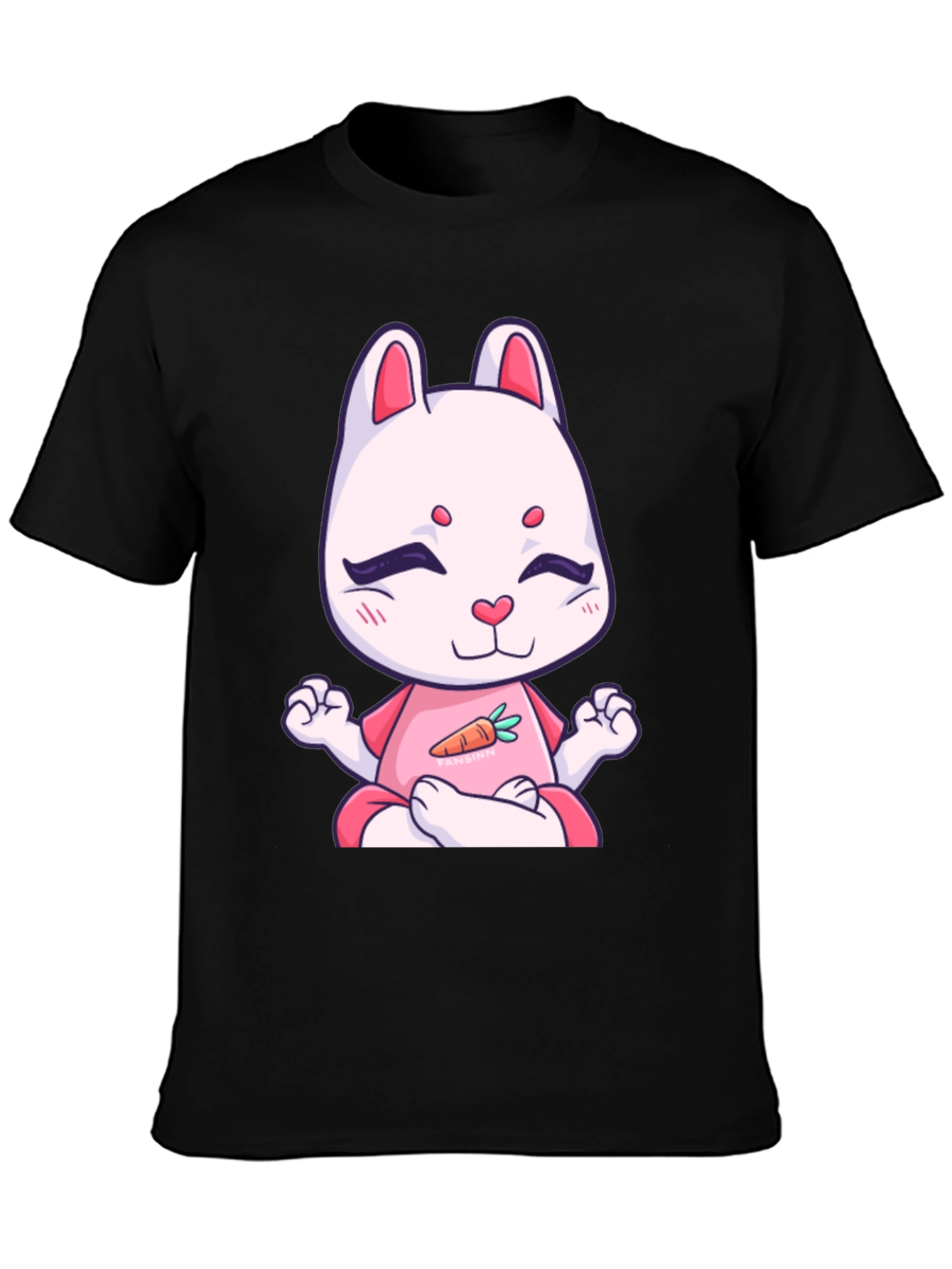 Meditating Bunny T-Shirt - Black Cotton Tee