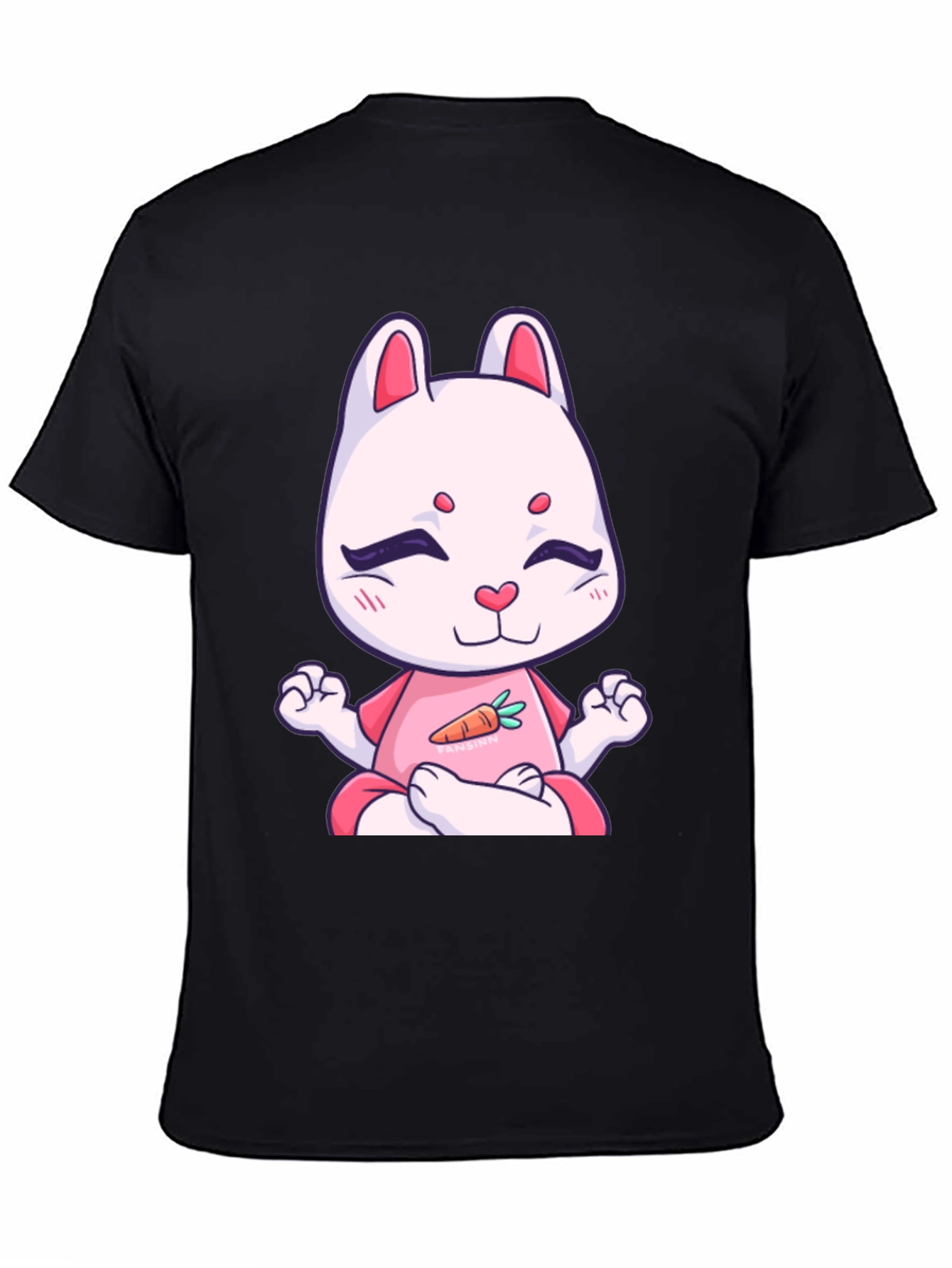 Meditating Bunny T-Shirt - Black Cotton Tee