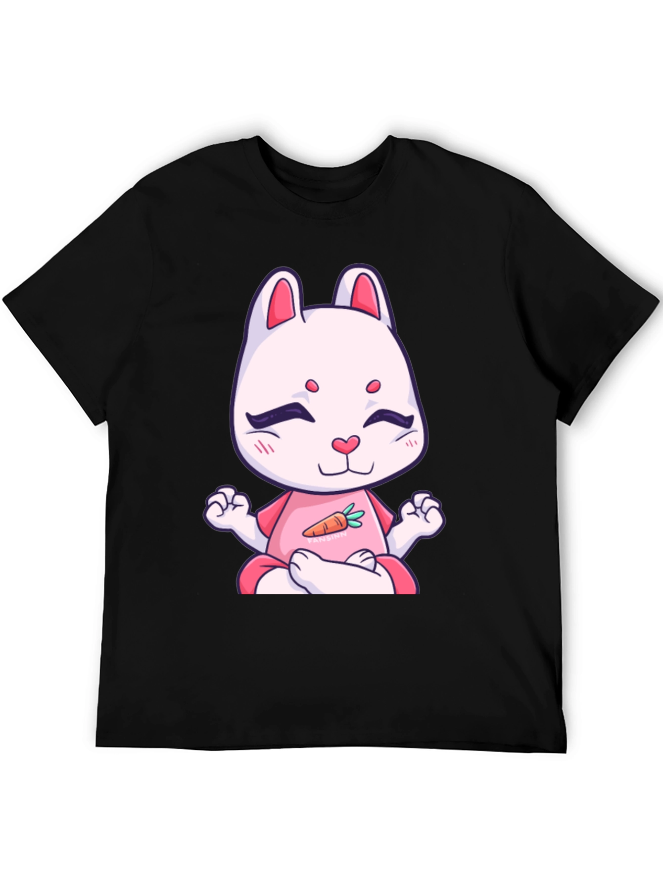 Meditating Bunny T-Shirt - Black Cotton Tee