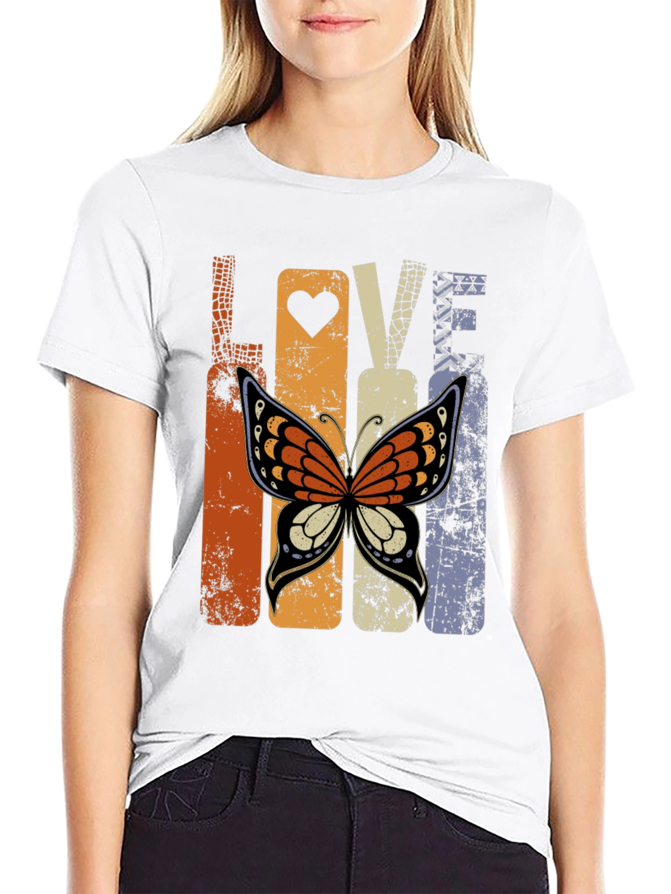 Love Butterfly Graphic Tee - Retro Design