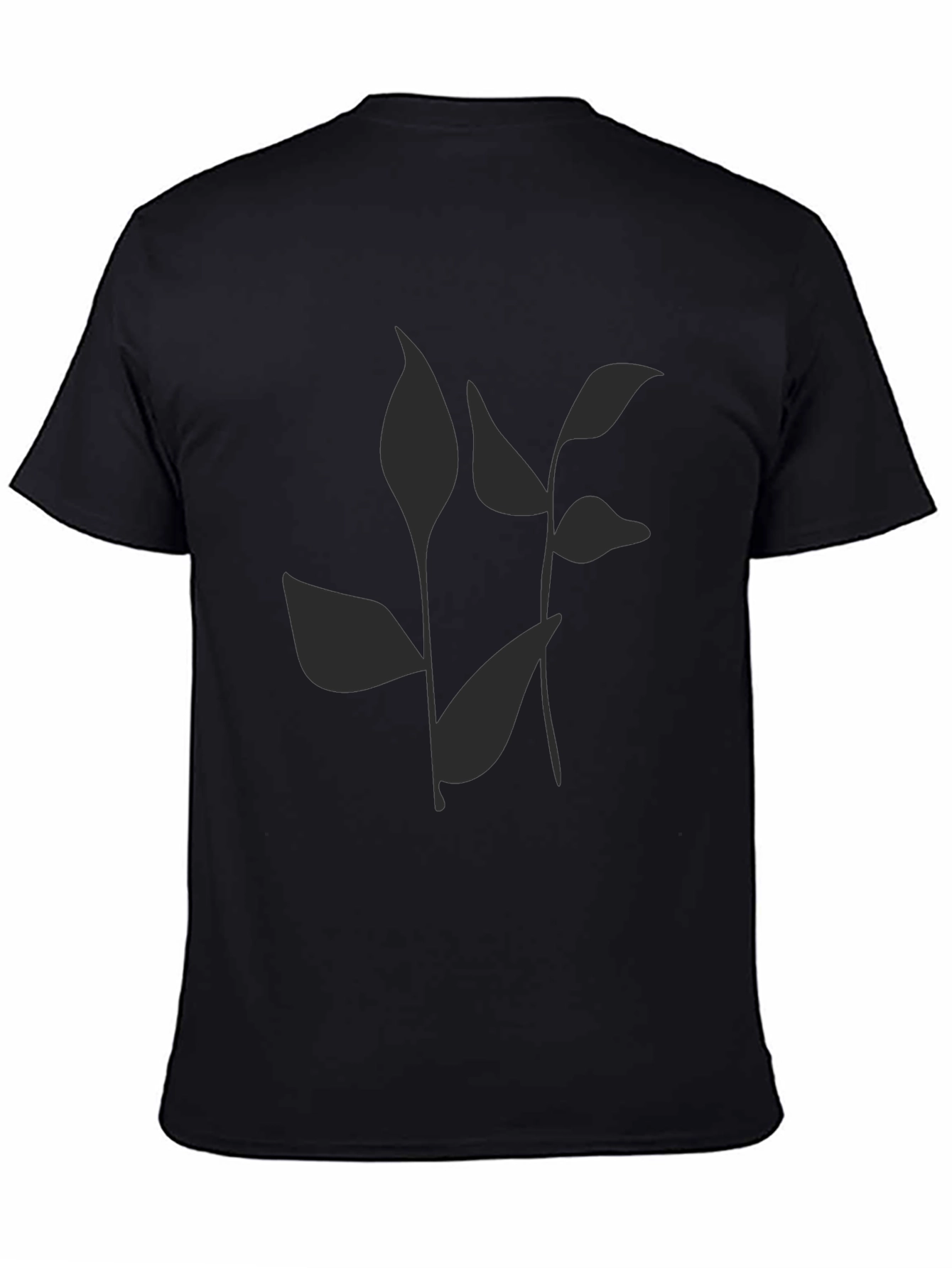 Stylish Black Tee with Abstract Leaf Print