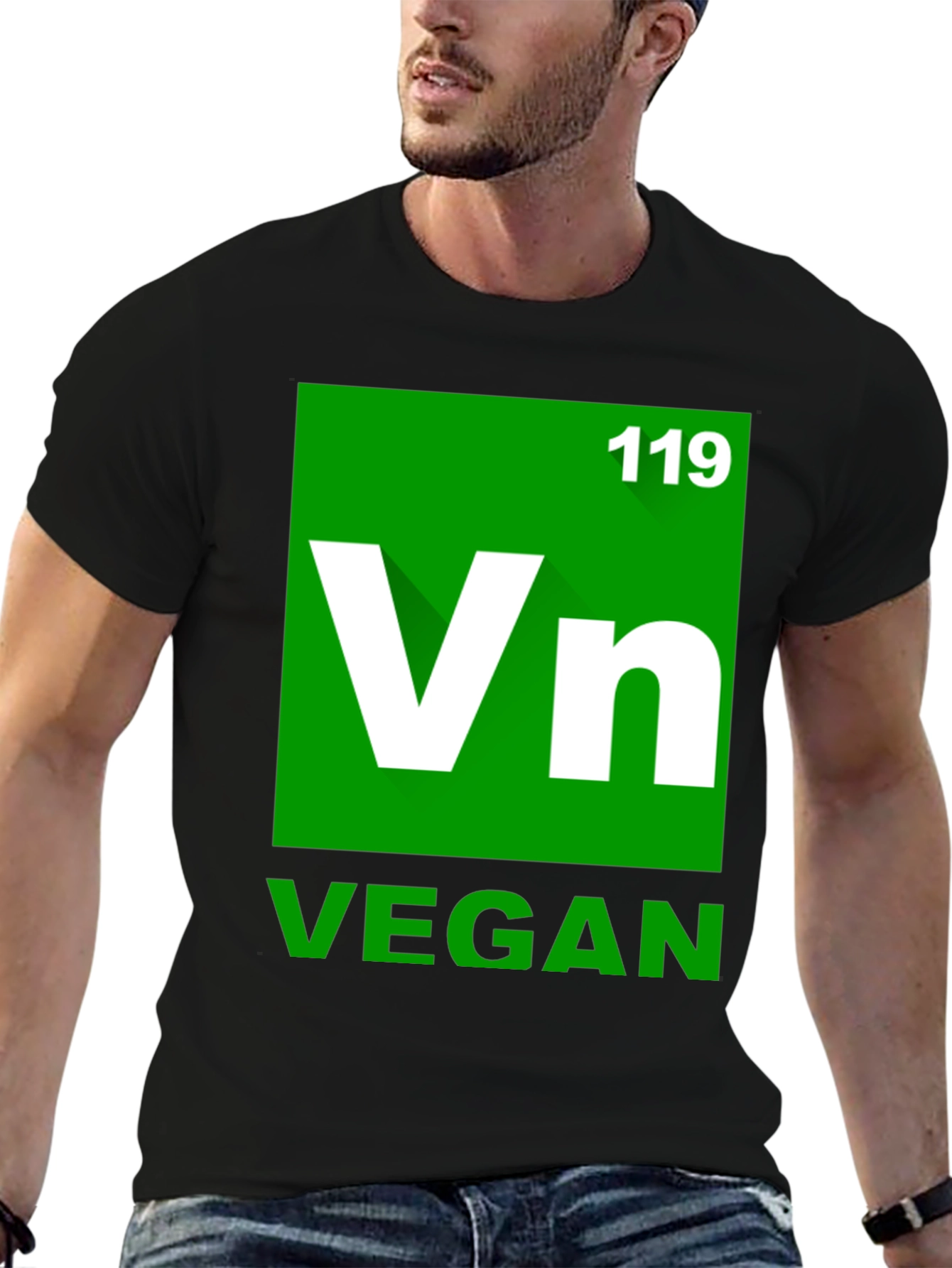 Vegan Periodic Table Style Black T-Shirt
