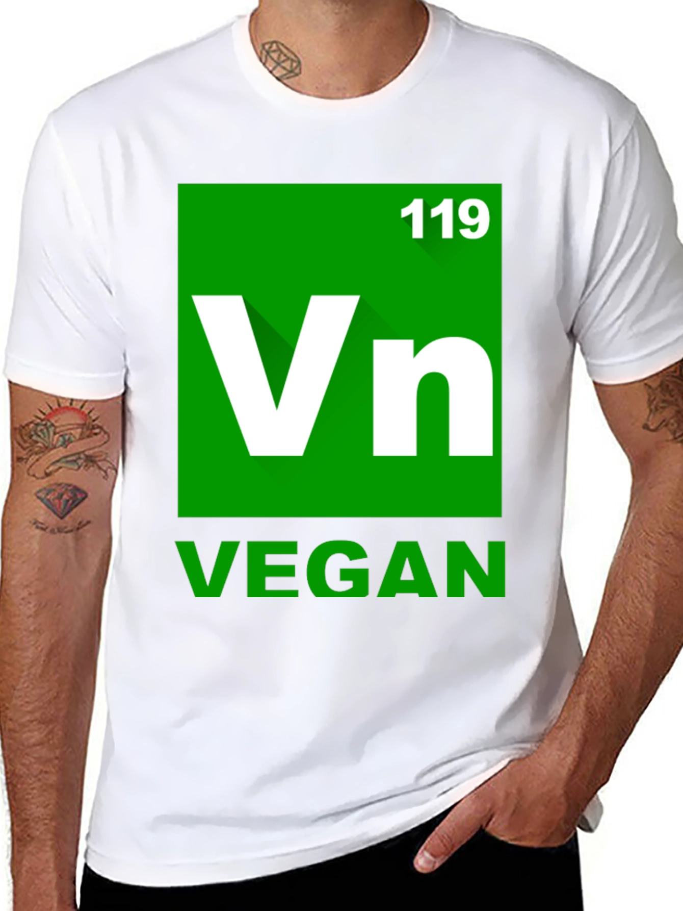 Vegan Periodic Table Style Black T-Shirt