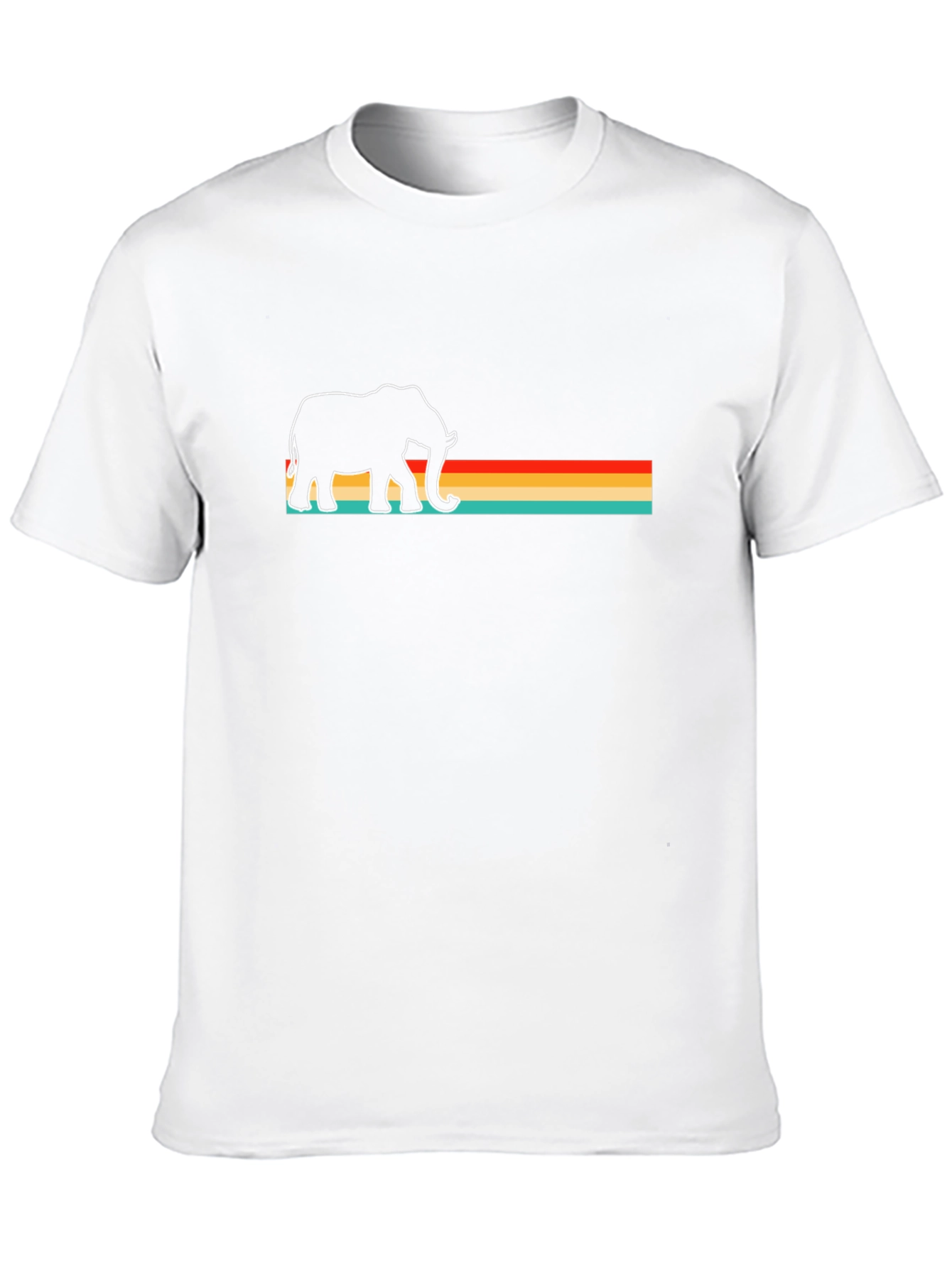 Retro Elephant Graphic Tee - Cool Stripes T-Shirt