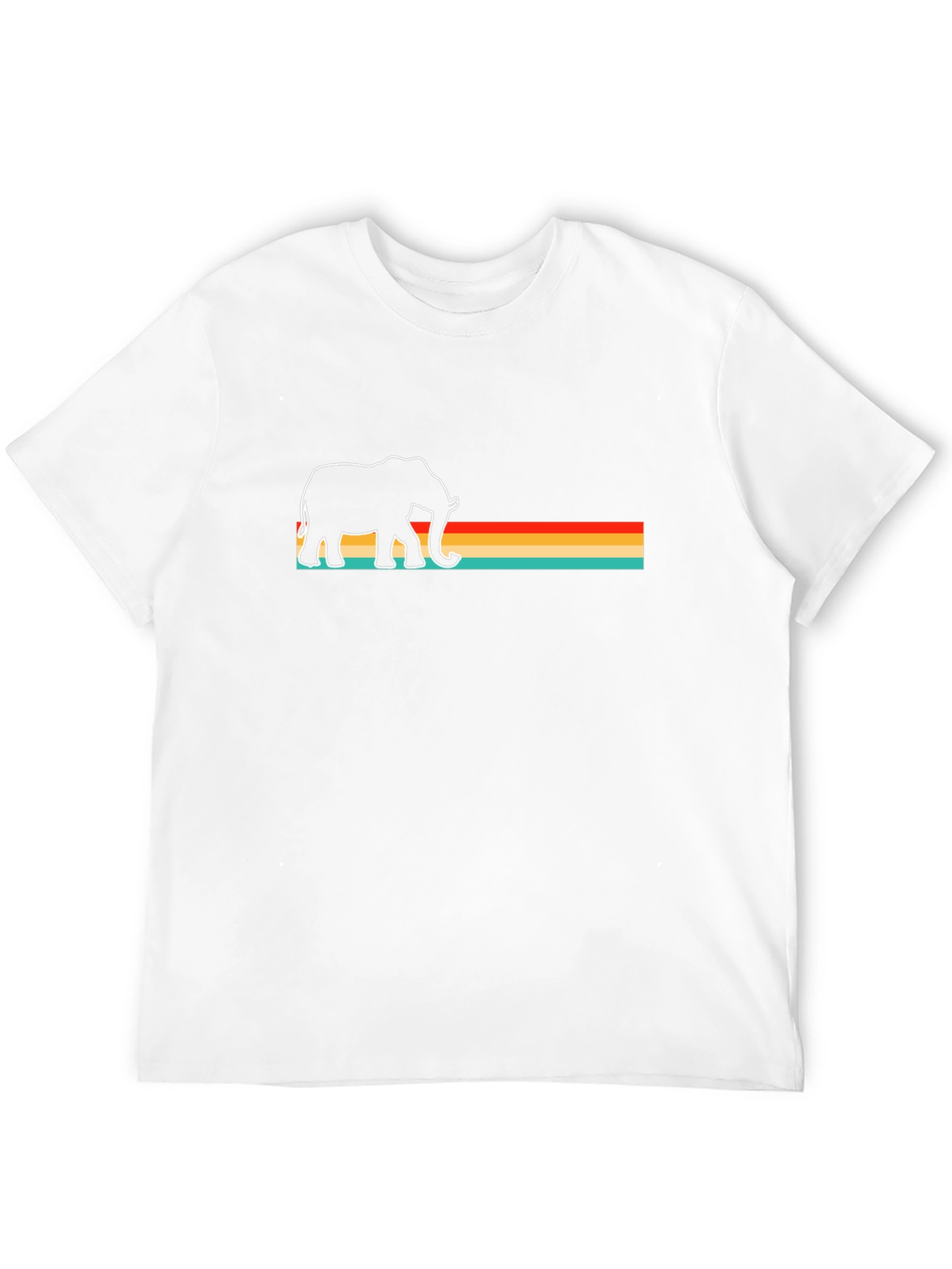 Retro Elephant Graphic Tee - Cool Stripes T-Shirt