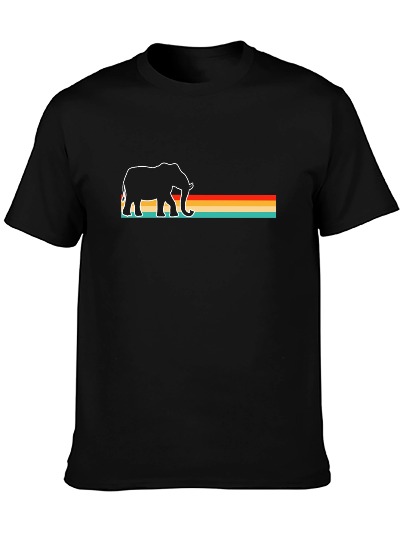 Retro Elephant Graphic Tee - Cool Stripes T-Shirt