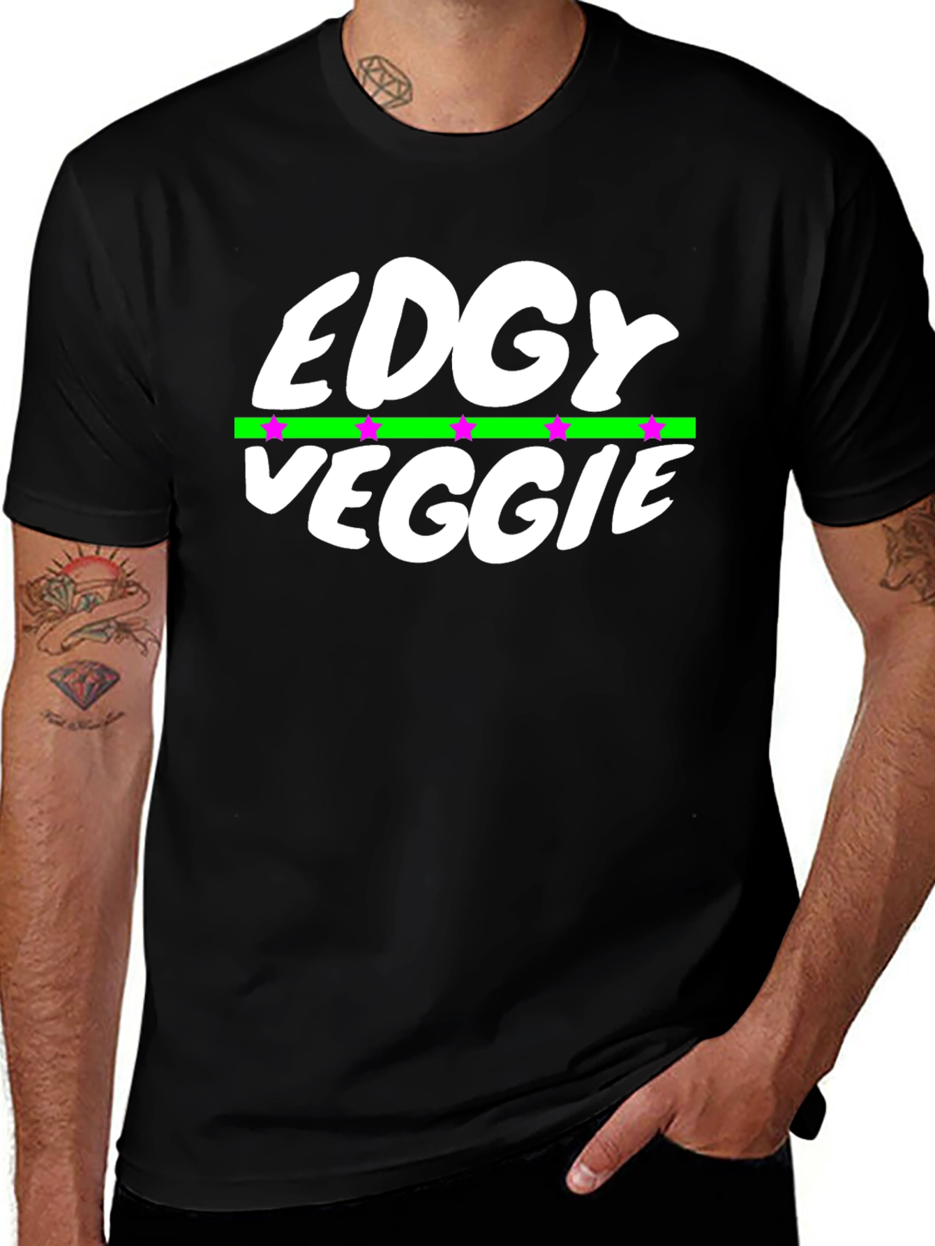 Edgy Veggie Graphic T-Shirt - Black