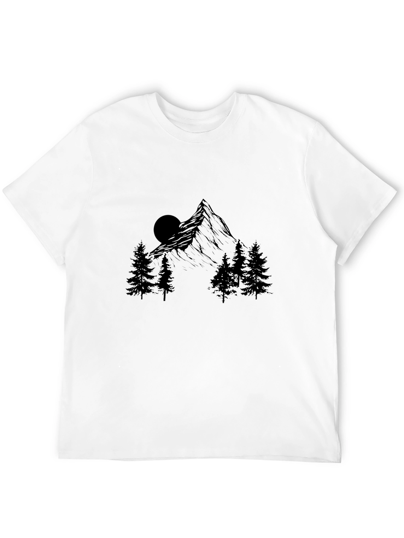 Mountain Scene Graphic Print Black T-Shirt