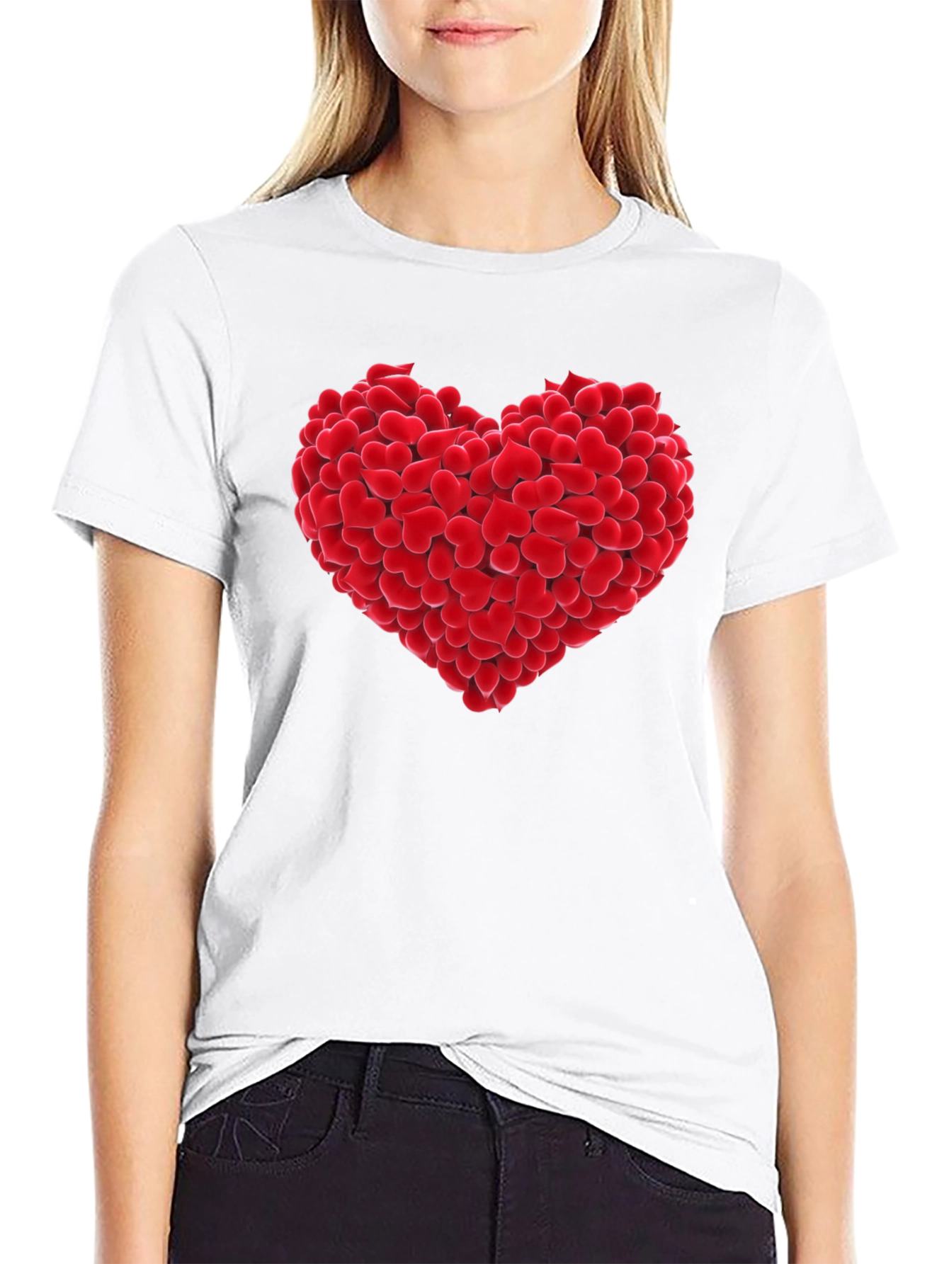 Heart of Hearts Graphic Tee - Black Cotton T-Shirt