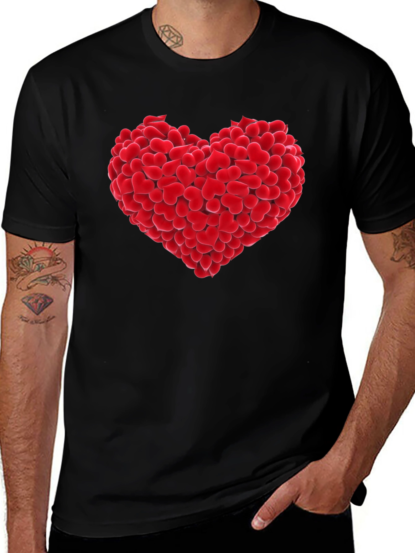 Heart of Hearts Graphic Tee - Black Cotton T-Shirt