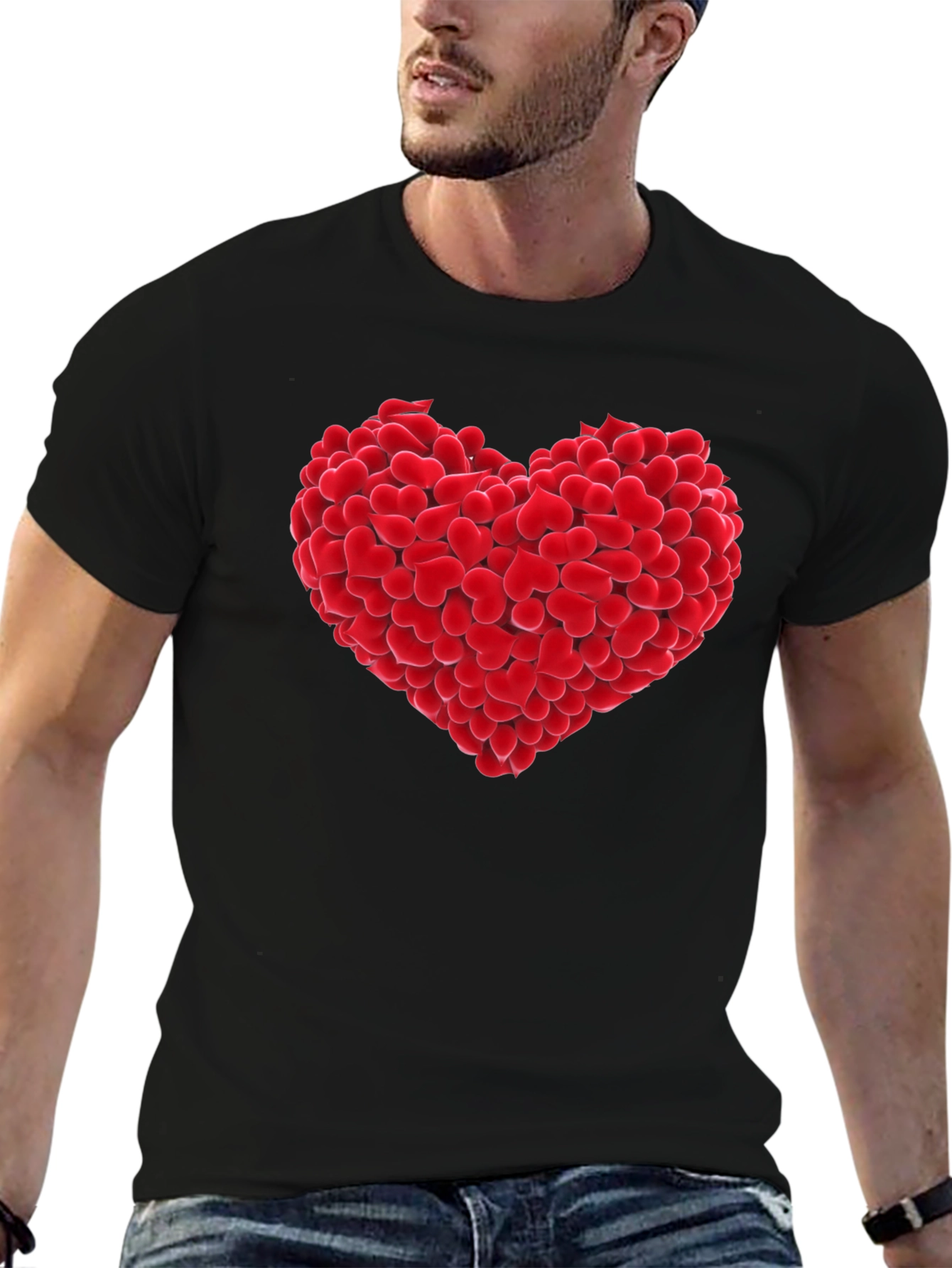 Heart of Hearts Graphic Tee - Black Cotton T-Shirt