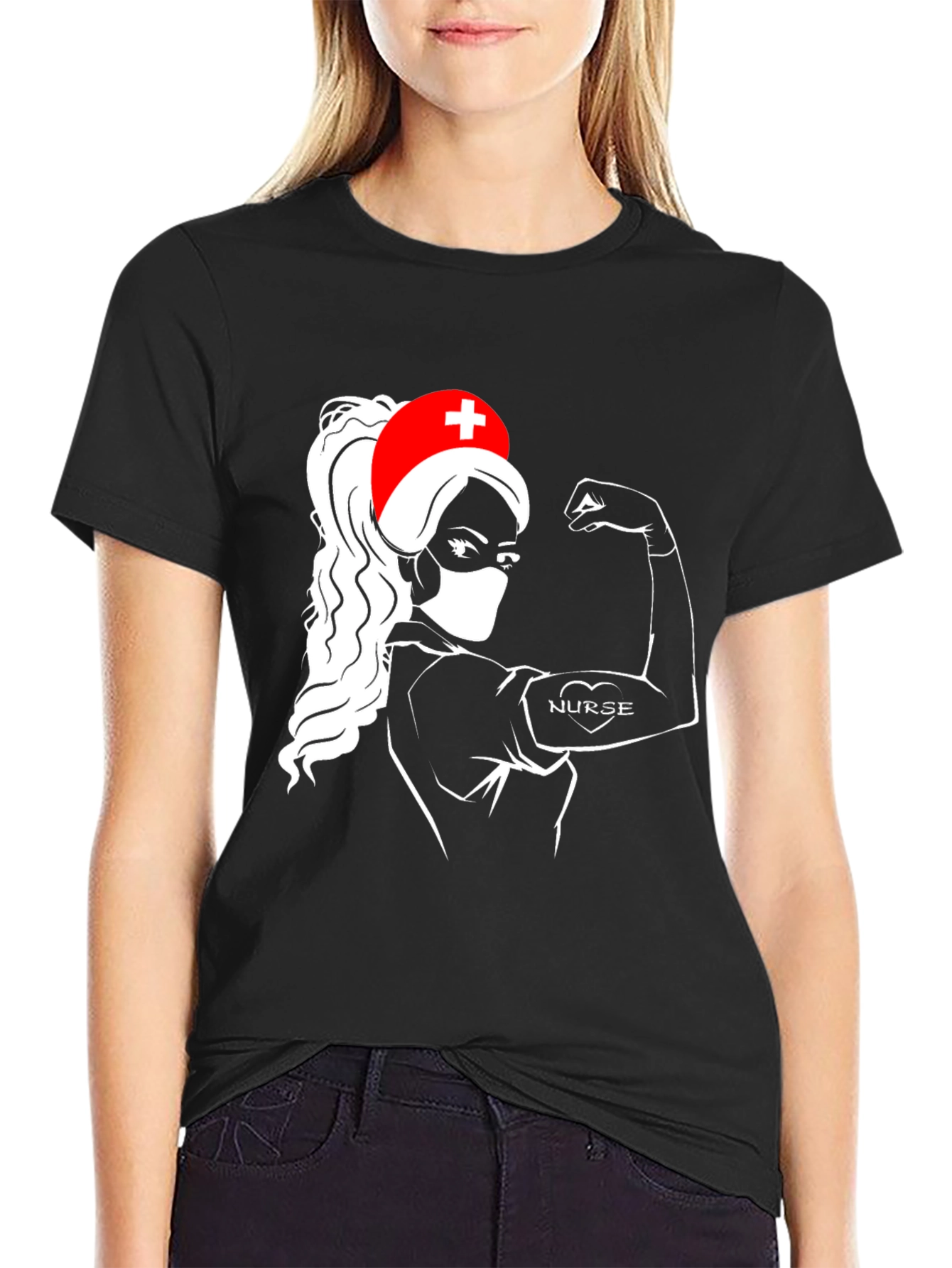 Nurse Power T-Shirt - Black Graphic Tee