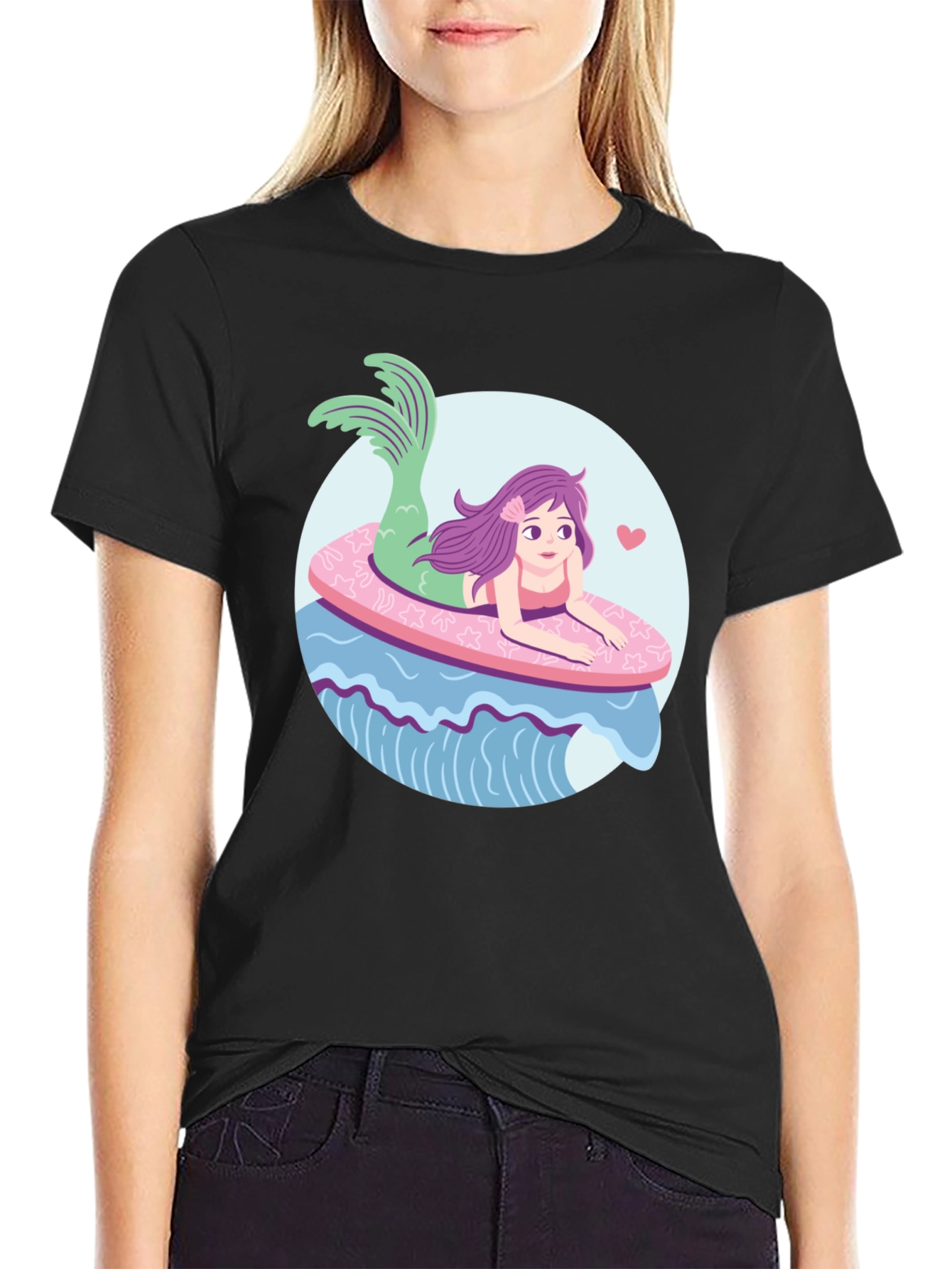 Mermaid Graphic T-Shirt - Black Cotton Tee