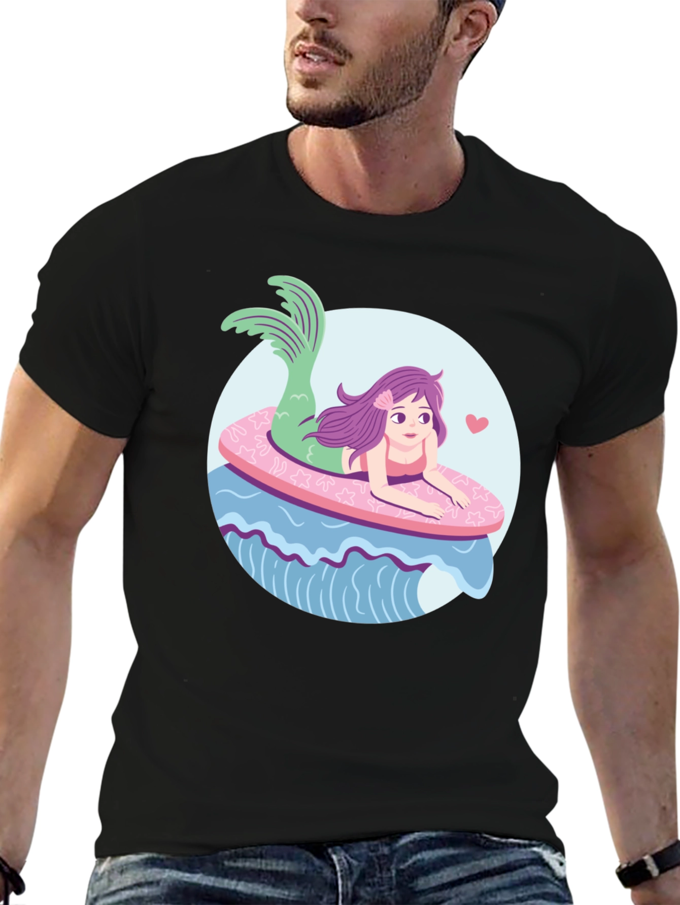 Mermaid Graphic T-Shirt - Black Cotton Tee