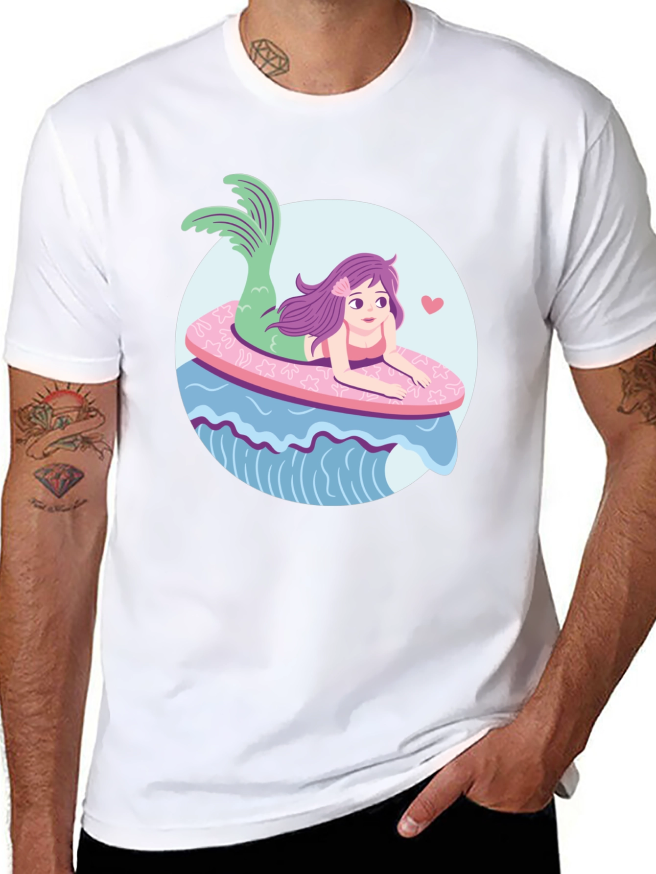 Mermaid Graphic T-Shirt - Black Cotton Tee