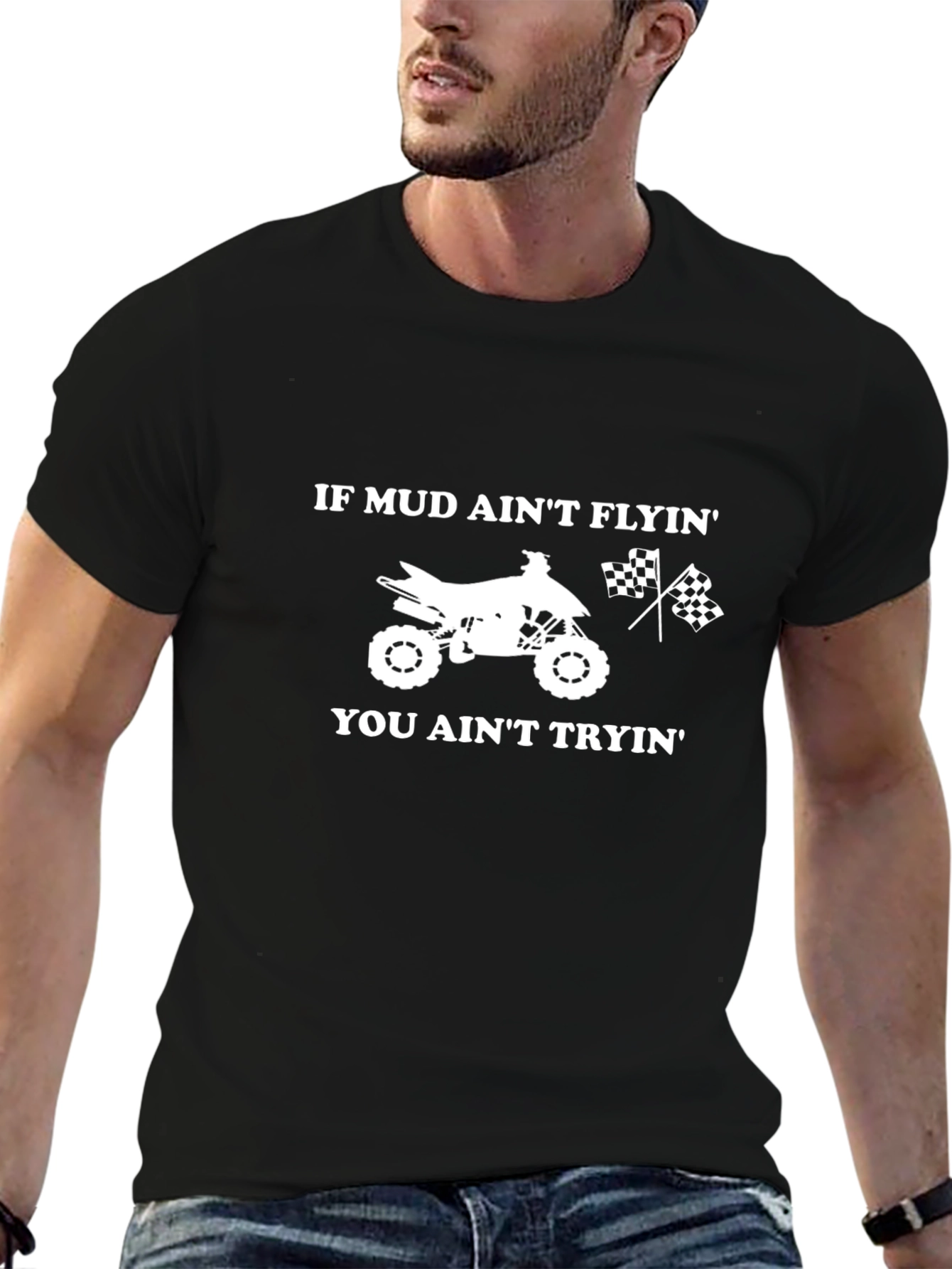 Mud Aint Flyin ATV T-Shirt Black