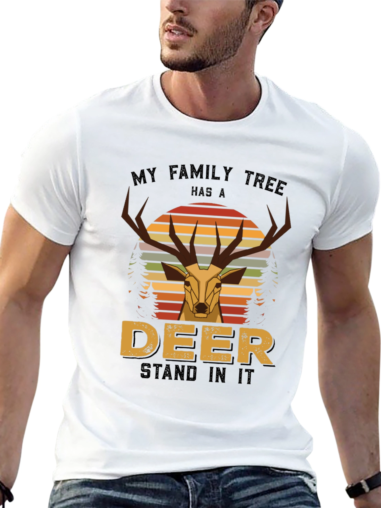 Deer Family Tree Graphic Tee - Black