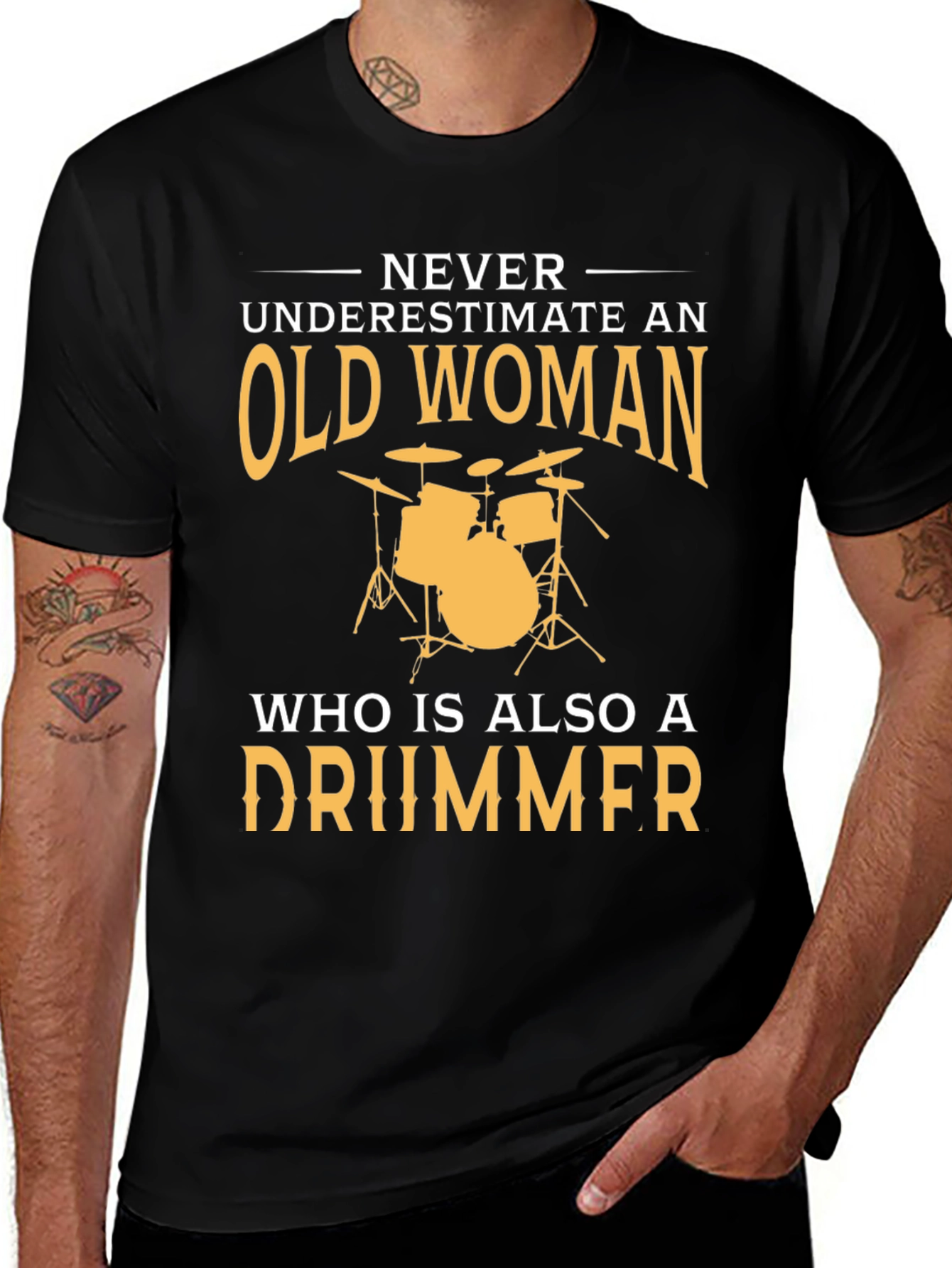 Old Woman Drummer T-Shirt - Funny Musician Tee