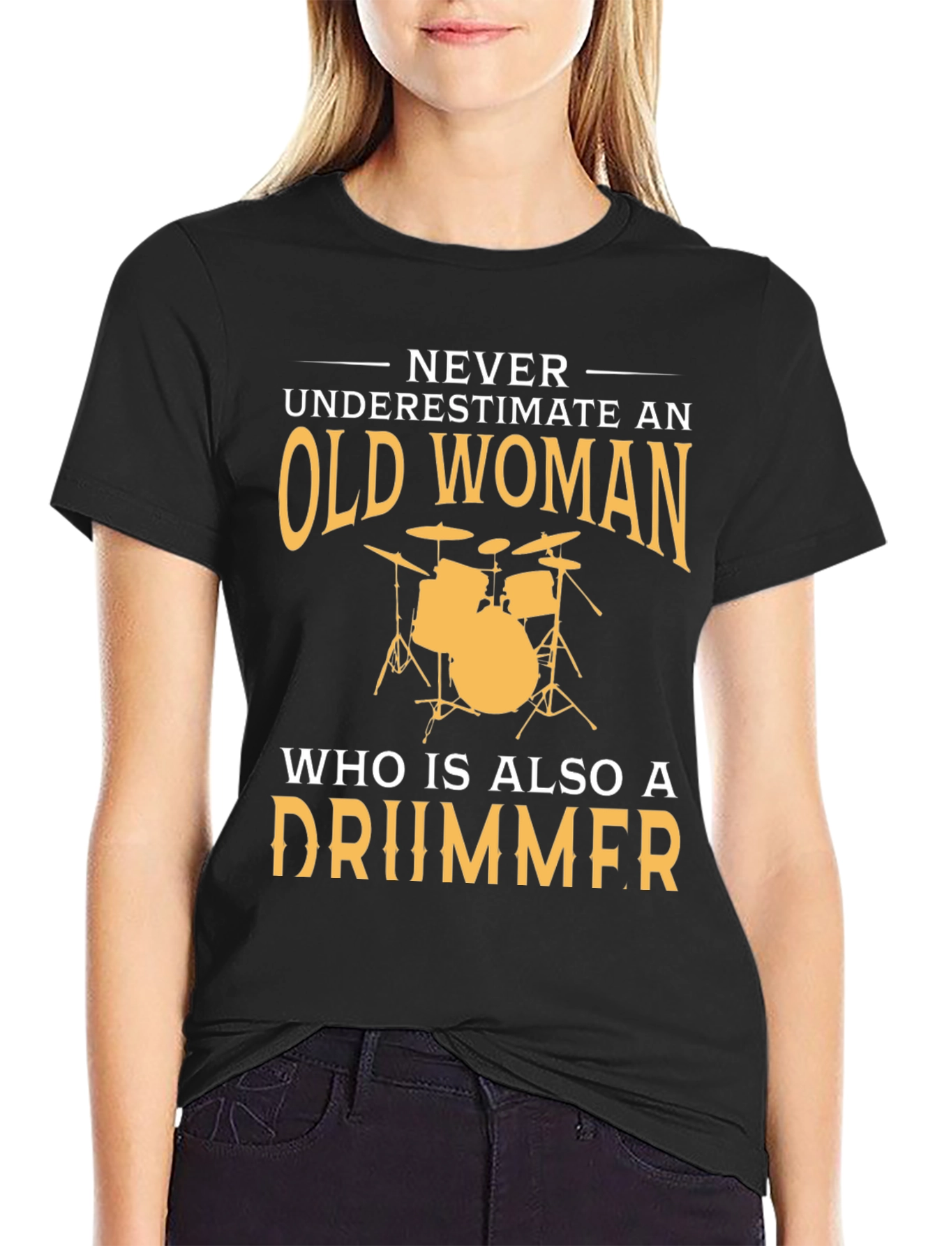 Old Woman Drummer T-Shirt - Funny Musician Tee