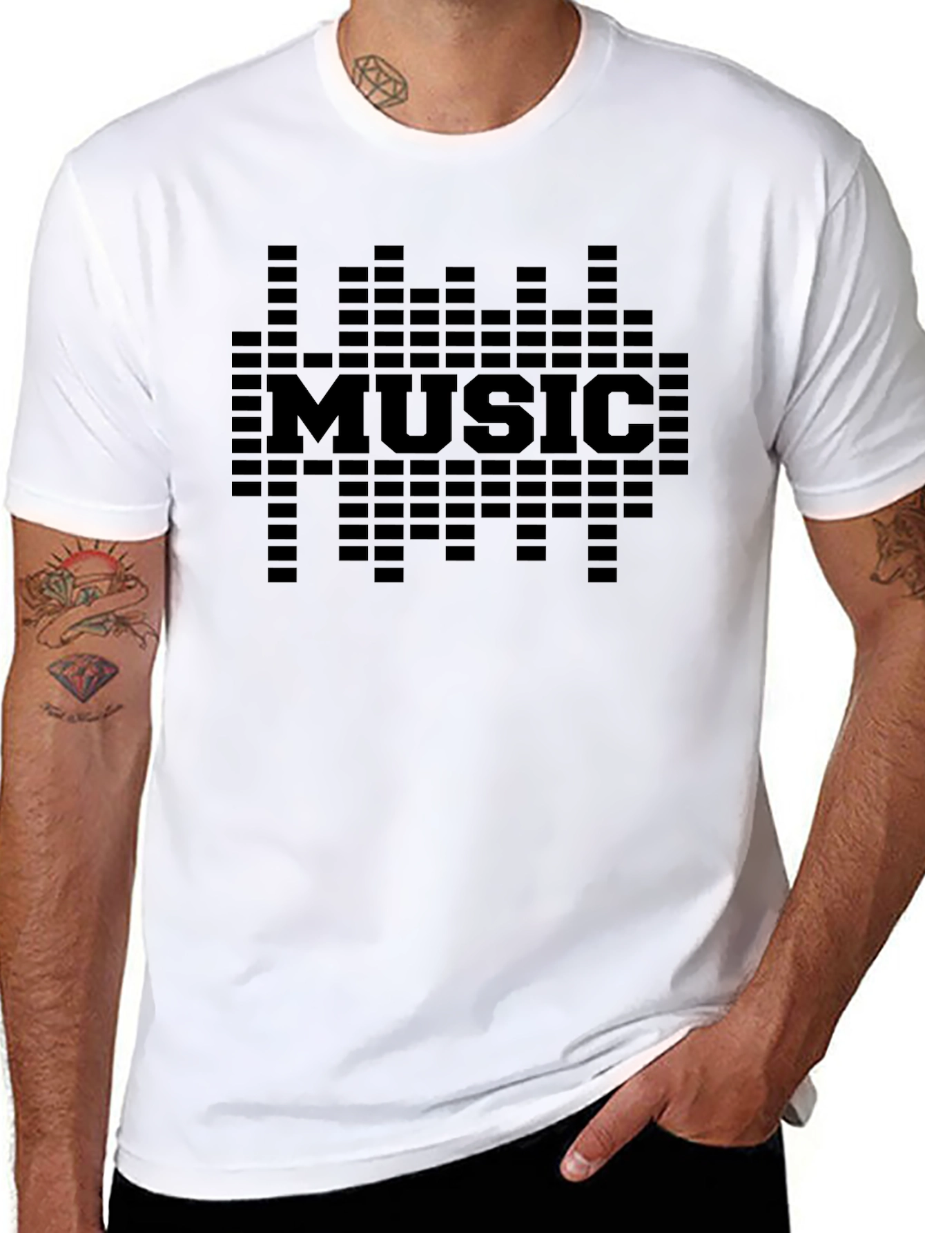 Music Graphic Print Black T-Shirt