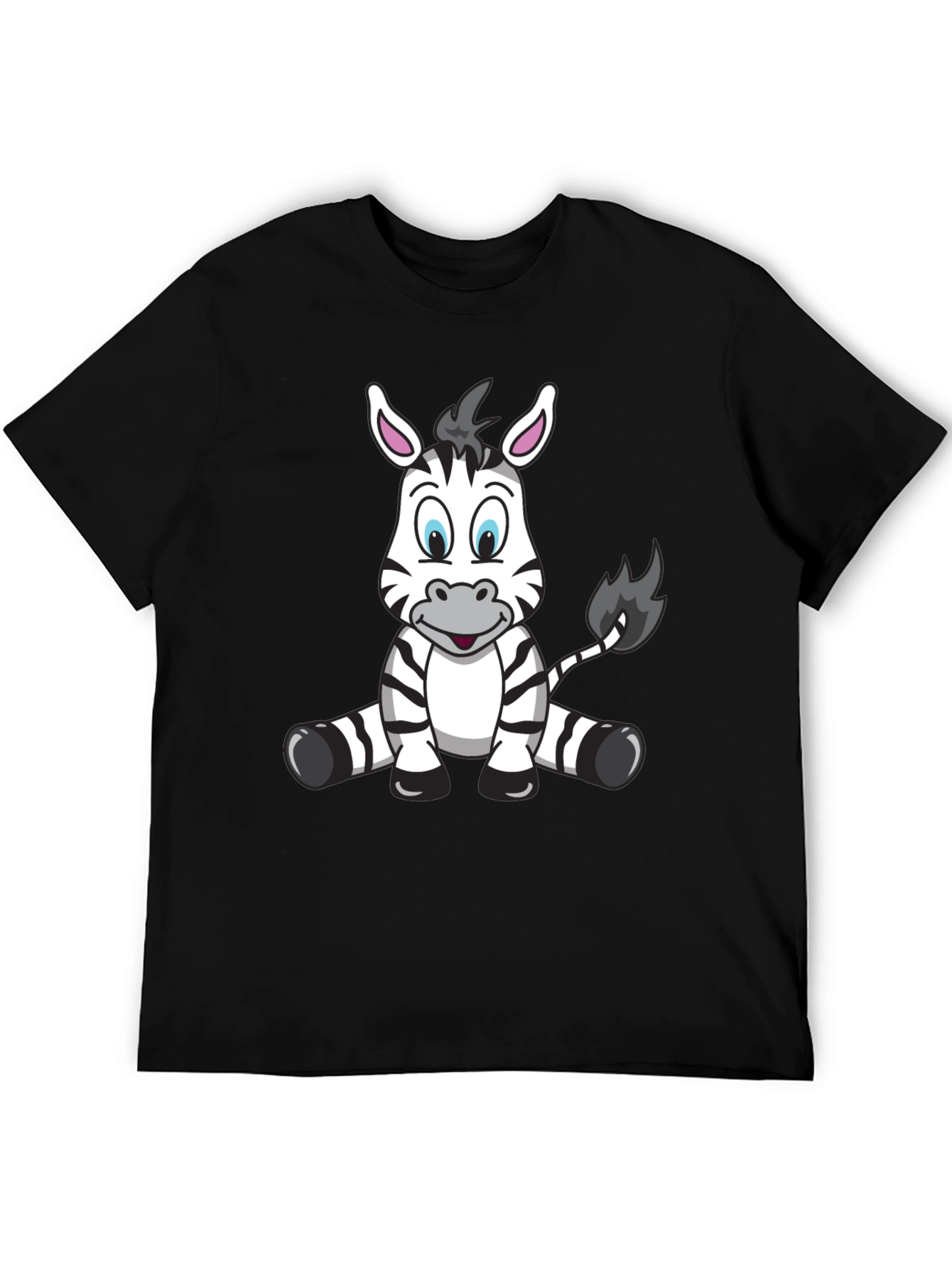 Cartoon Zebra Black T-Shirt