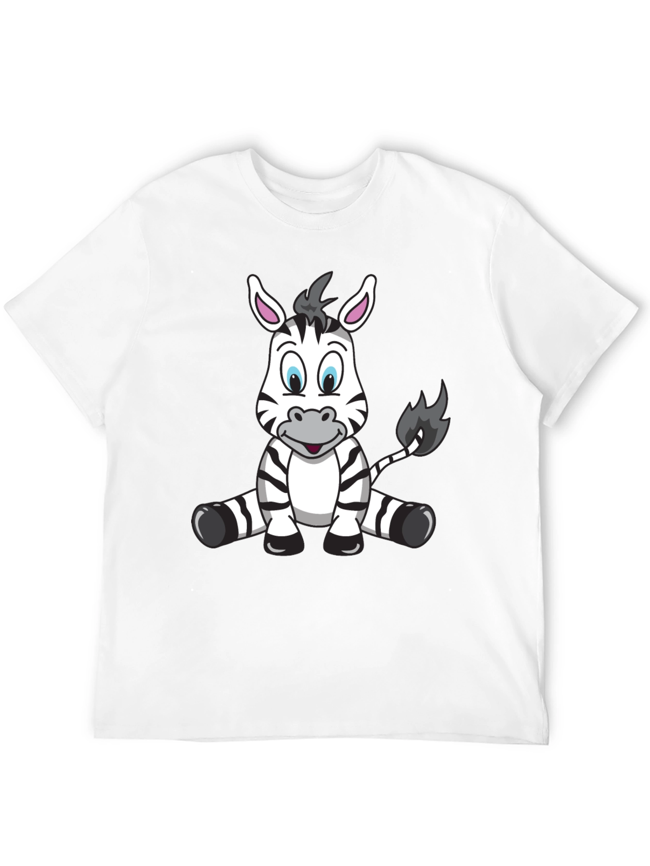 Cartoon Zebra Black T-Shirt